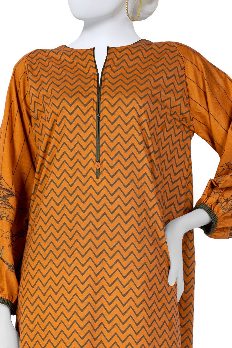 Stylish Cambric Mustard Kurti by J. Junaid Jamshed - Elegant Pakistani Traditional Dress for Women, Perfect for Weddings, Parties & Festive Occasions