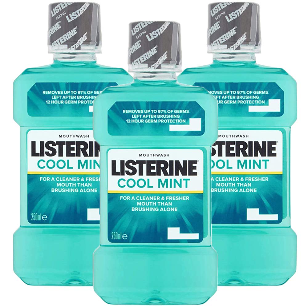 3 Pack Cool Mint Mouthwash - 250ml Each for Fresh Breath & Healthy Teeth & Gums - Ideal for Daily Oral Care, Travel & Home Use