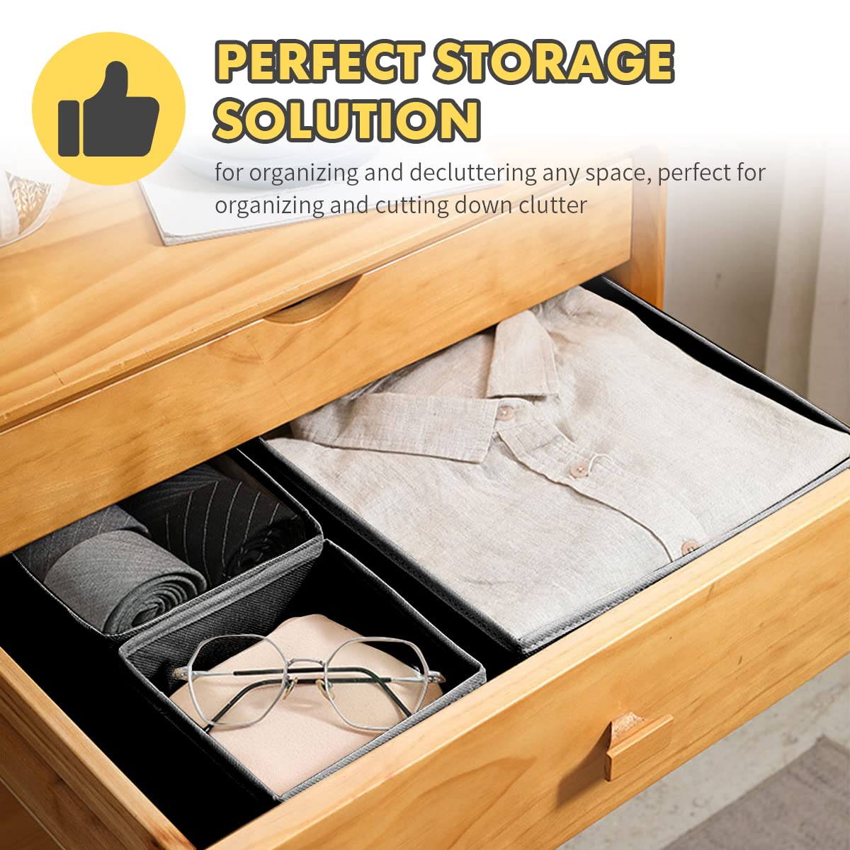 ShellKingdom 6-Pack Foldable Closet Organizer Bins - Fabric Storage Cubes for Underwear, Bras, Socks & Accessories | Space-Saving Drawer Dividers & Wardrobe Organizers (Grey) - Perfect for Bedroom, Closet & Travel Storage Solutions