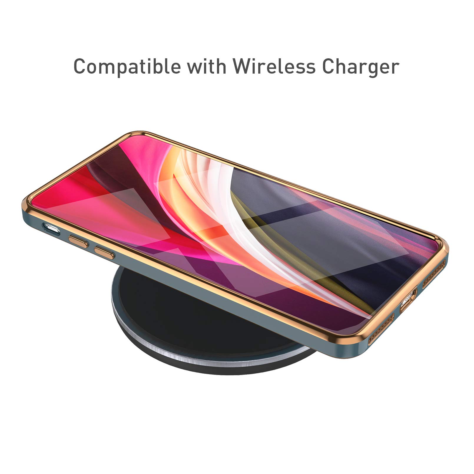 EYZUTAK Soft Silicone Slim Shockproof Case for iPhone 7 Plus/8 Plus - Electroplated Edge Protective Phone Cover (Solid Gray) - Perfect for Everyday Use, Work & Travel