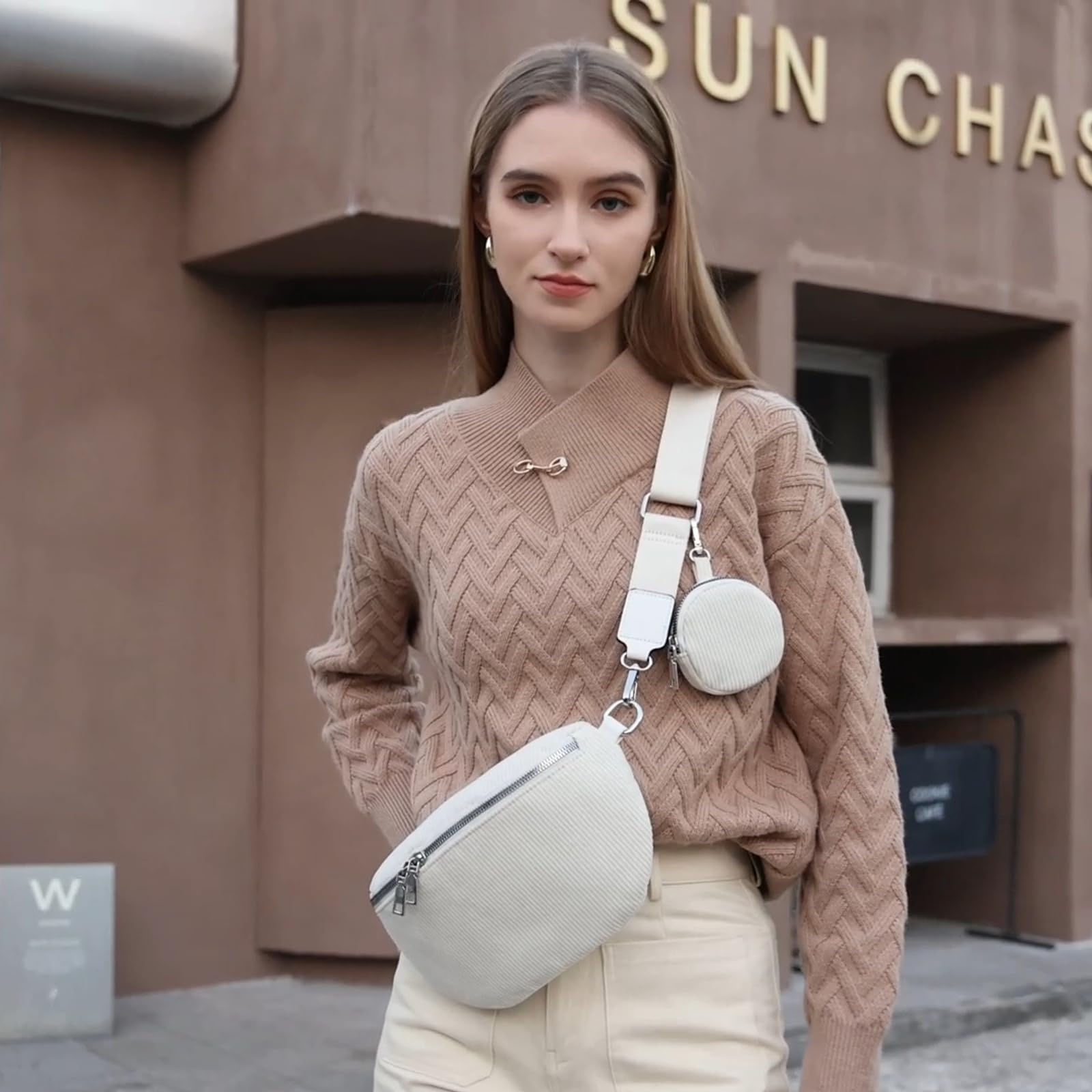 Trendy Women's Crossbody Sling Bag - Adjustable Strap Faux Leather Chest Fanny Pack for Travel, Gym & Daily Use | Small Purse for Phone & Essentials