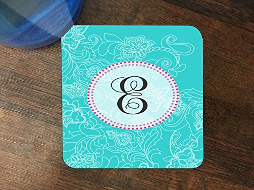 Personalized Monogram Letter E Swirl Pattern Silicone Drink Coasters - Set of 4 Non-Slip Beverage Coasters for Coffee Table, Office Desk, and Home Decor - Perfect Gift for Housewarming & Parties