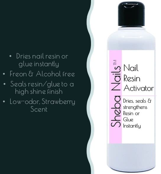 SHEBA NAILS Resin Activator 8oz Refill - Strawberry Scented Nail Enhancement Solution for Stronger, Long-Lasting Acrylic & Dip Powder Nails - Perfect for Salon Professionals & DIY Manicures at Home