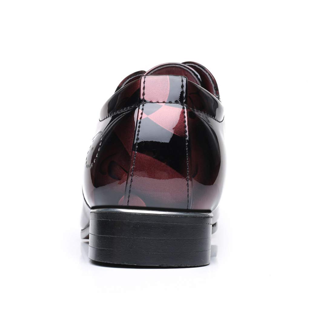 IQYU Men's Classic Pointed Toe Lace Up Dress Shoes - Wedding, Business & Motorcycle Shoes - Red, Size 9.5 UK - Perfect for Formal Events, Office Wear & Riding