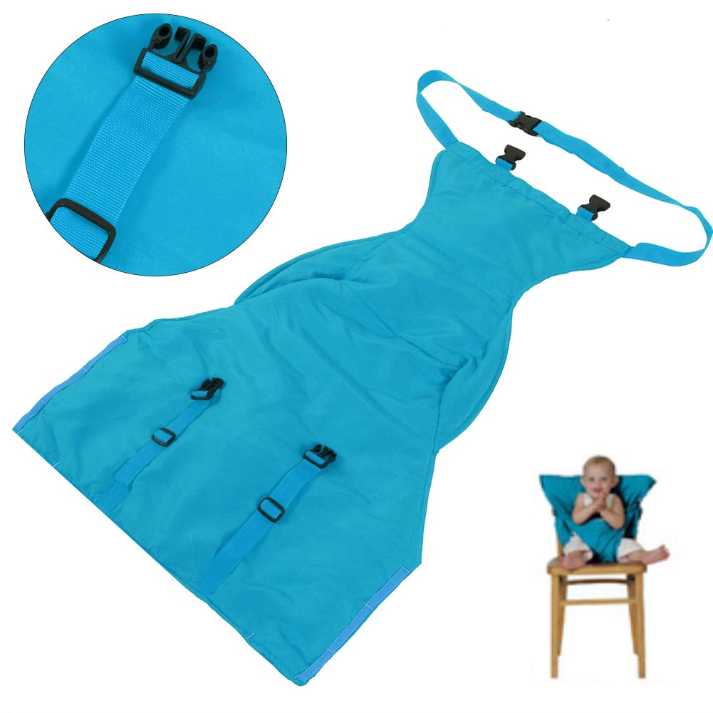 Portable Baby High Chair Harness - Travel Safety Seat Cover for Toddlers & Kids - Foldable, Lightweight & Secure (Blue) - Perfect for Dining Out, Travel & Outdoor Activities