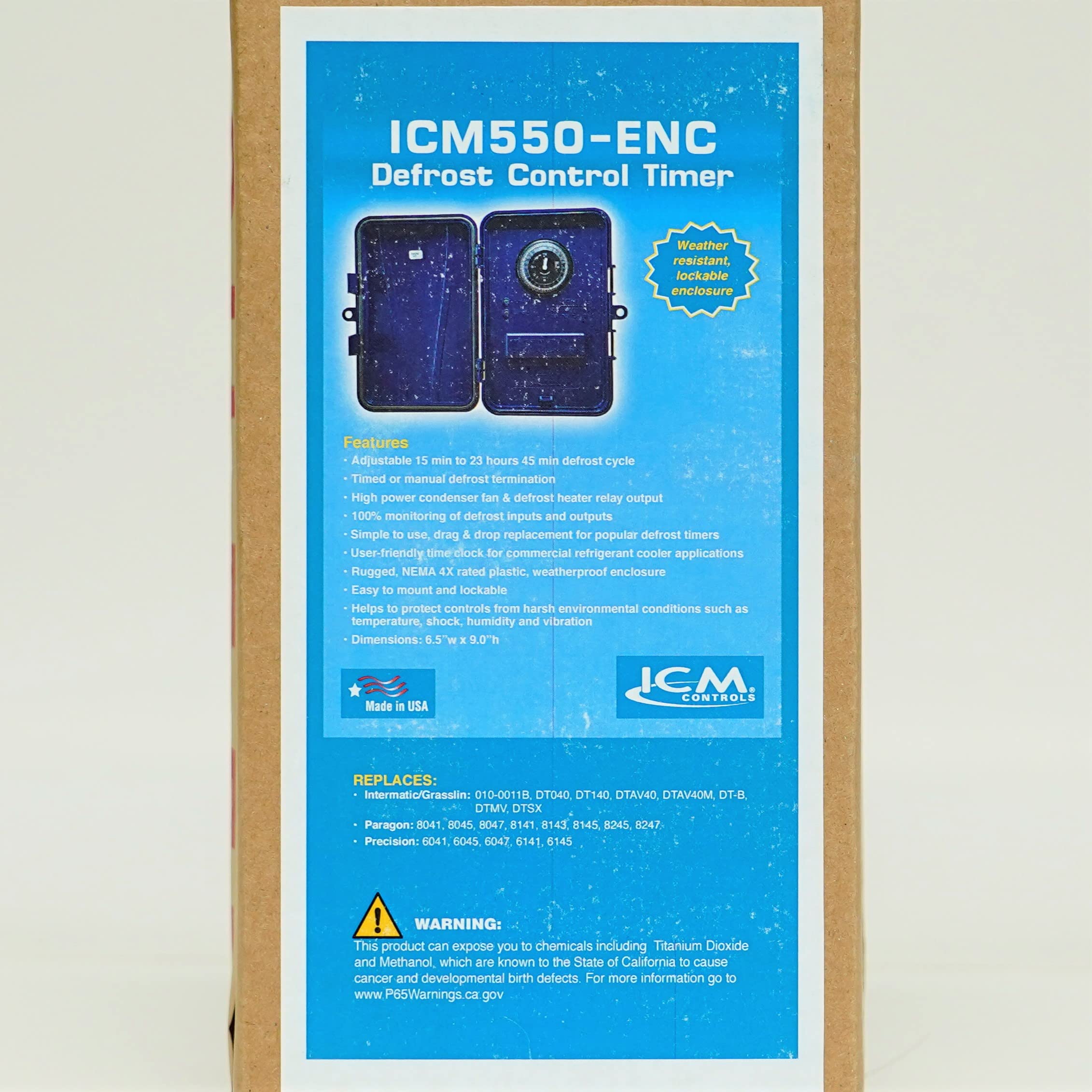 ICM550-ENC Refrigeration Defrost Timer with Weatherproof Enclosure - Replacement for Paragon - Ideal for Commercial Freezers & Walk-In Coolers