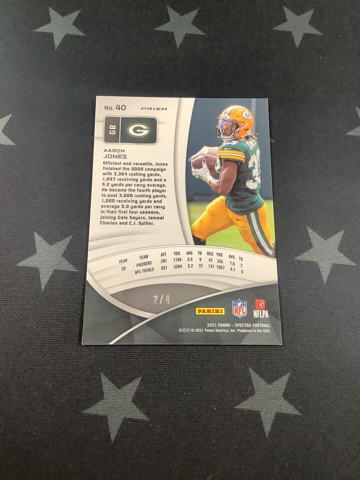 2021 Panini Spectra Football Aaron Jones Psychedelic #40/4 Green Bay Packers SP - Rare Collectible for Sports Fans & Memorabilia Enthusiasts