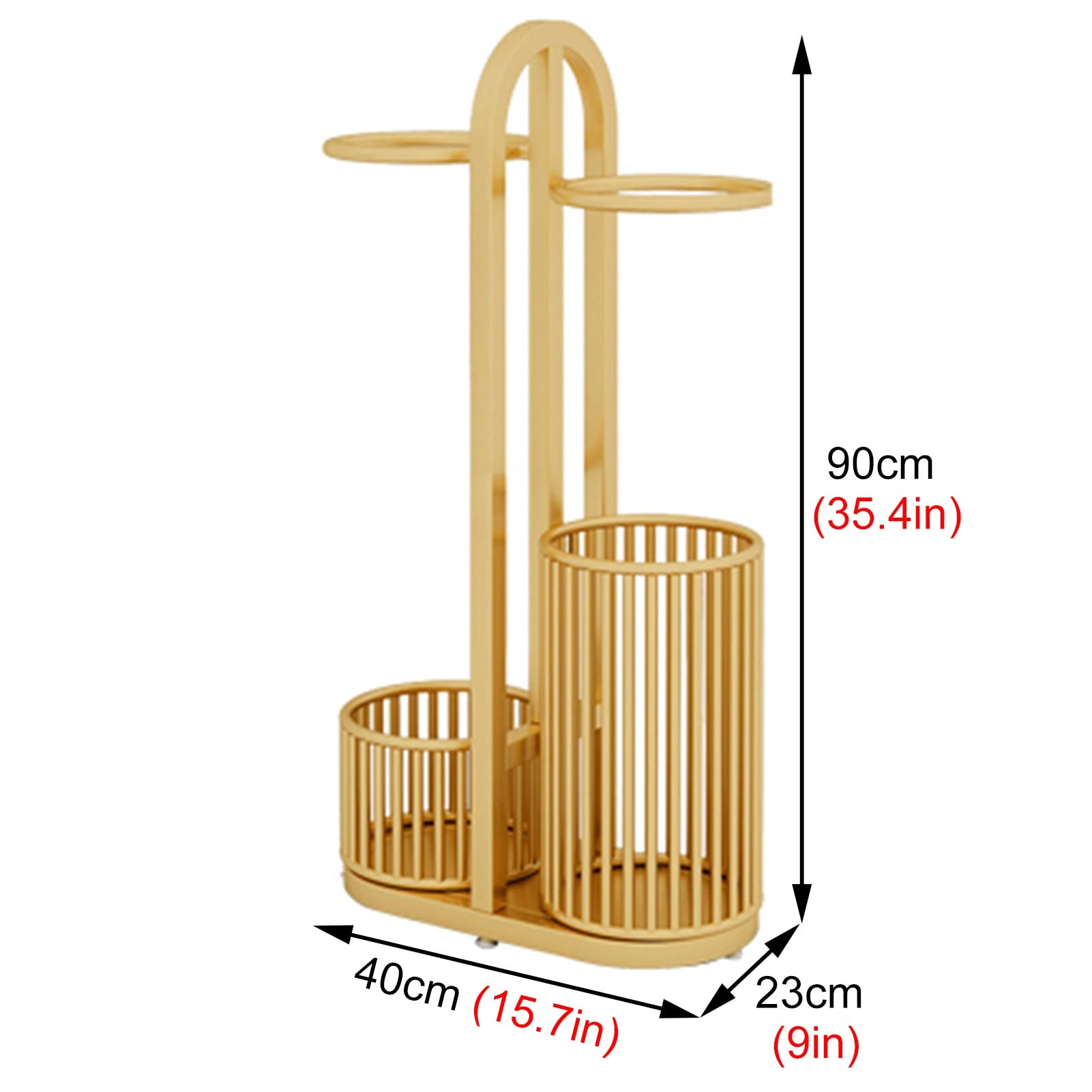 Floor Standing Ball Storage Rack Organizer - Minimalist Sports Gear Shelf with Basket for Baseball Bats, Tennis Rackets & Basketballs (90cm Tall, Gold) | Perfect for Garage, Playroom & Sports Equipment Organization
