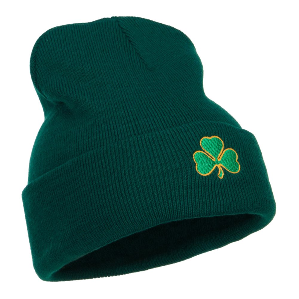 St. Patrick's Day Three Leaf Clover Embroidered Knit Beanie Hat for Men & Women - Perfect for Irish Festivals, Parades, and Winter Warmth