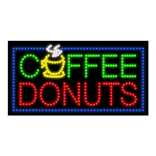 LED Coffee Donuts Sign - Retro Cafe Wall Decor for Home, Office, or Coffee Shop - Perfect for Kitchen, Bar, and Restaurant Lighting