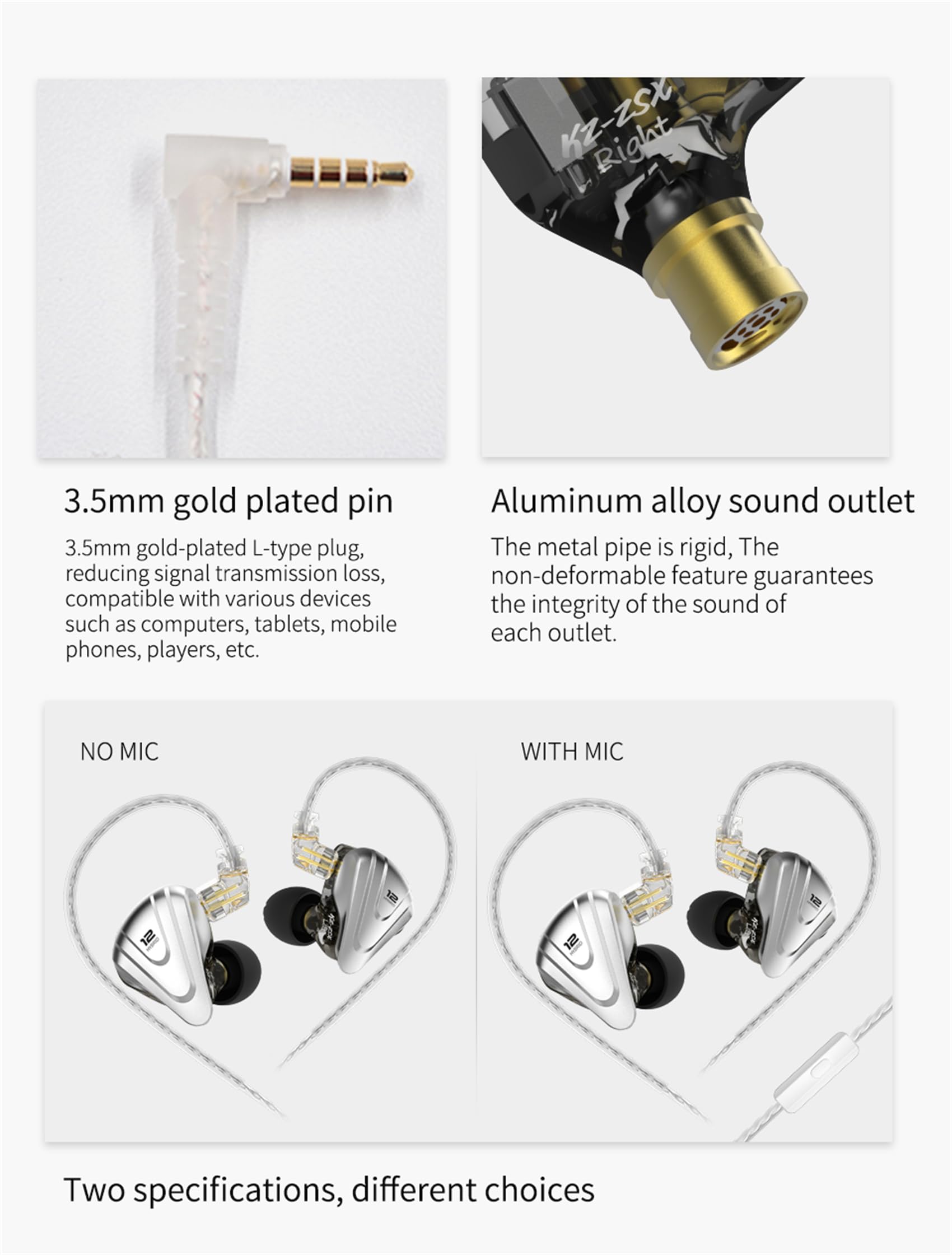 KZ ZSX 5BA+1DD Hybrid Driver HiFi In-Ear Monitors with Noise Cancelling, Comfort Fit IEM Earphones for Gaming, Studio Work, Live Performances - Black (Mic Included) | Perfect for Audiophiles, Musicians & Gamers