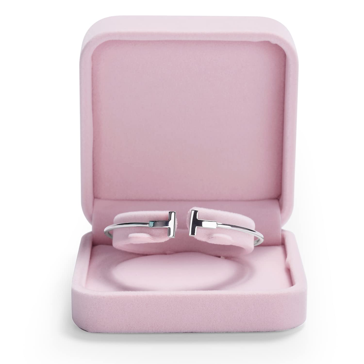 Pink Velvet Jewelry Box for Bracelets & Bangles - Gift Storage Case for Women