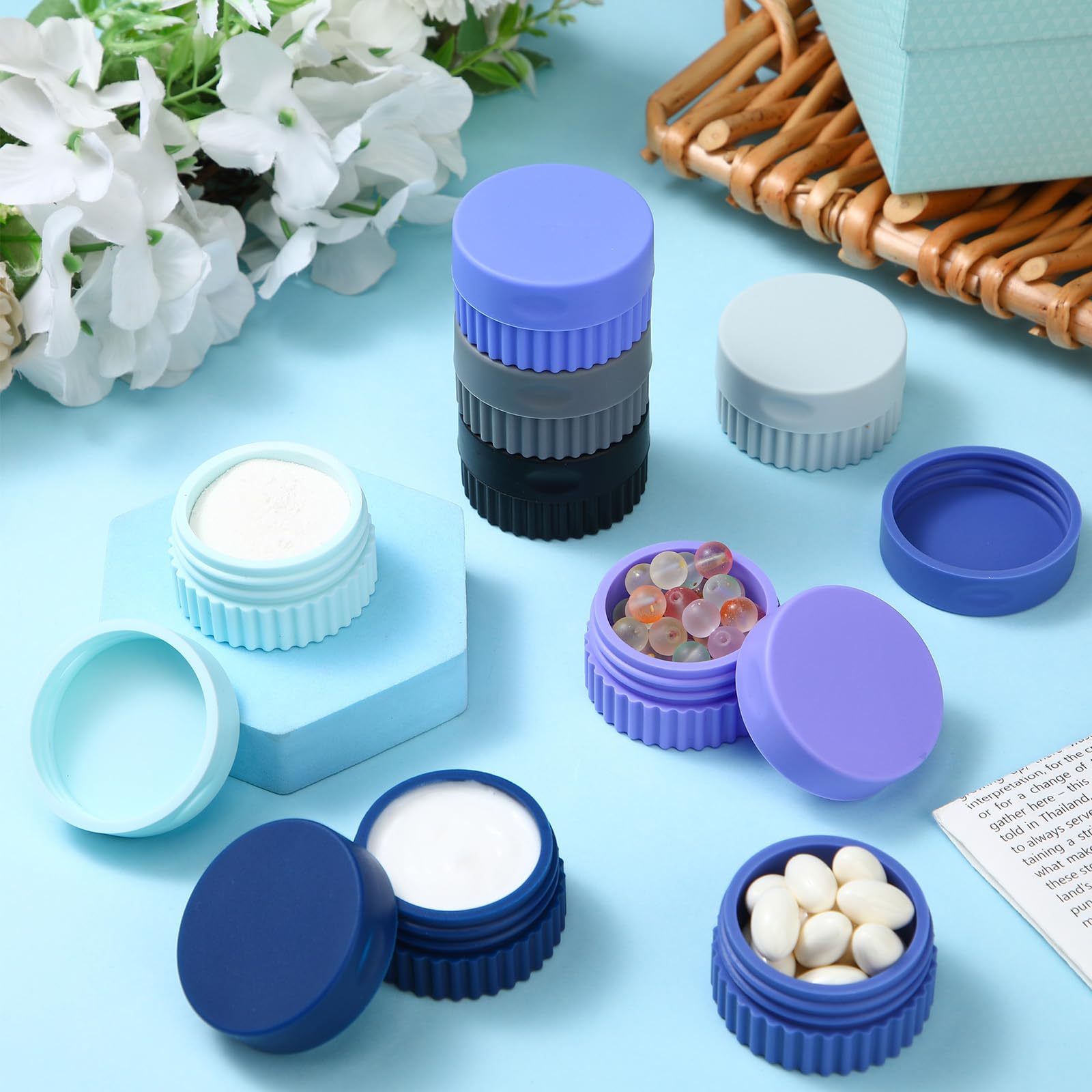 8-Piece Small Silicone Cream Jars with Lids (0.7oz/20ml) - Leakproof Travel Containers for Toiletries, Mini Refillable Cosmetic Jars for Moisturizer, Makeup, Face & Body Care - Perfect for Travel, Gym & Home Use (Stylish Colors)