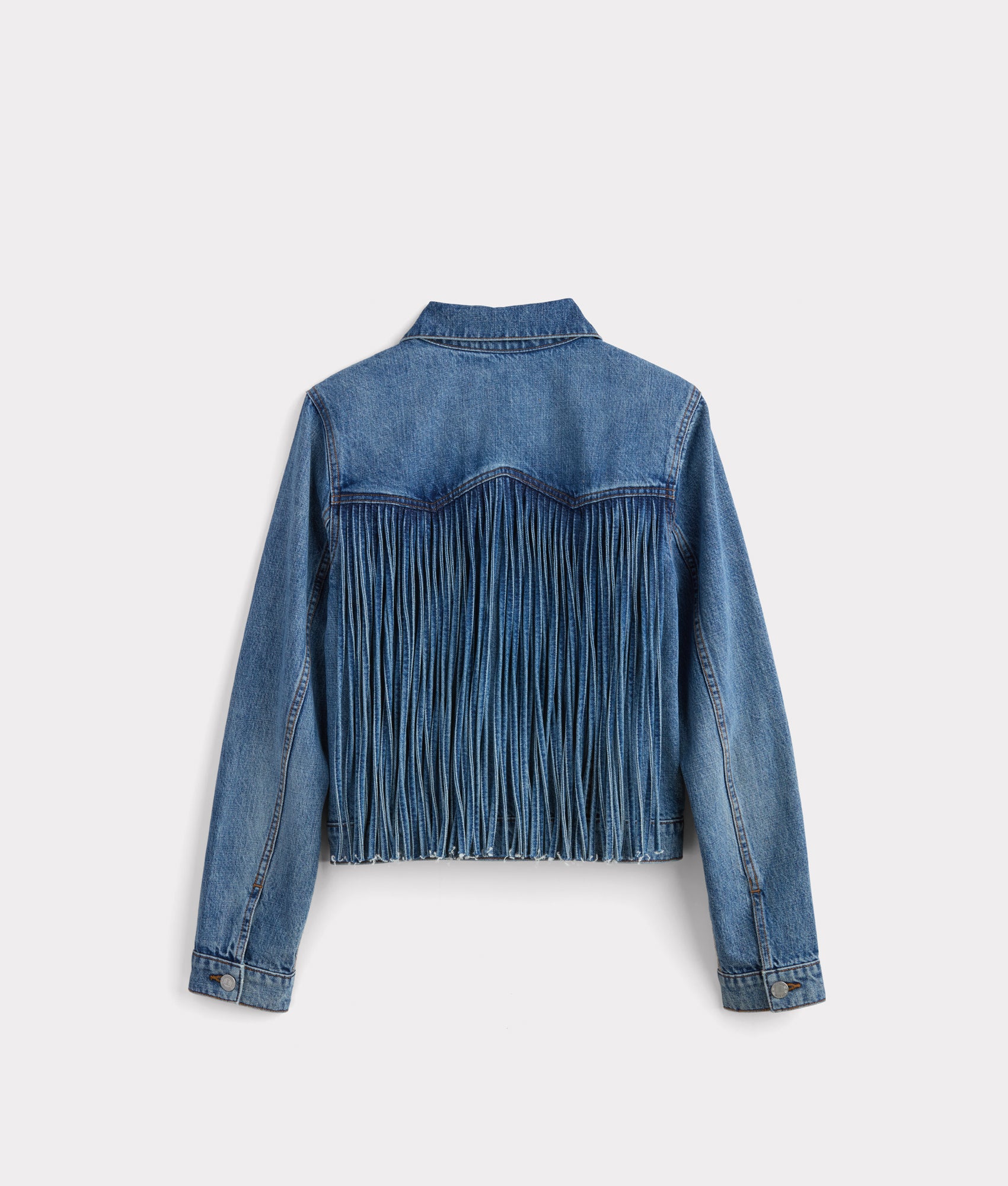 Justine Fringe Denim Jacket for Women - Blue Roan Distressed Vintage Style Jacket - Perfect for Casual Outfits, Music Festivals & Boho Fashion