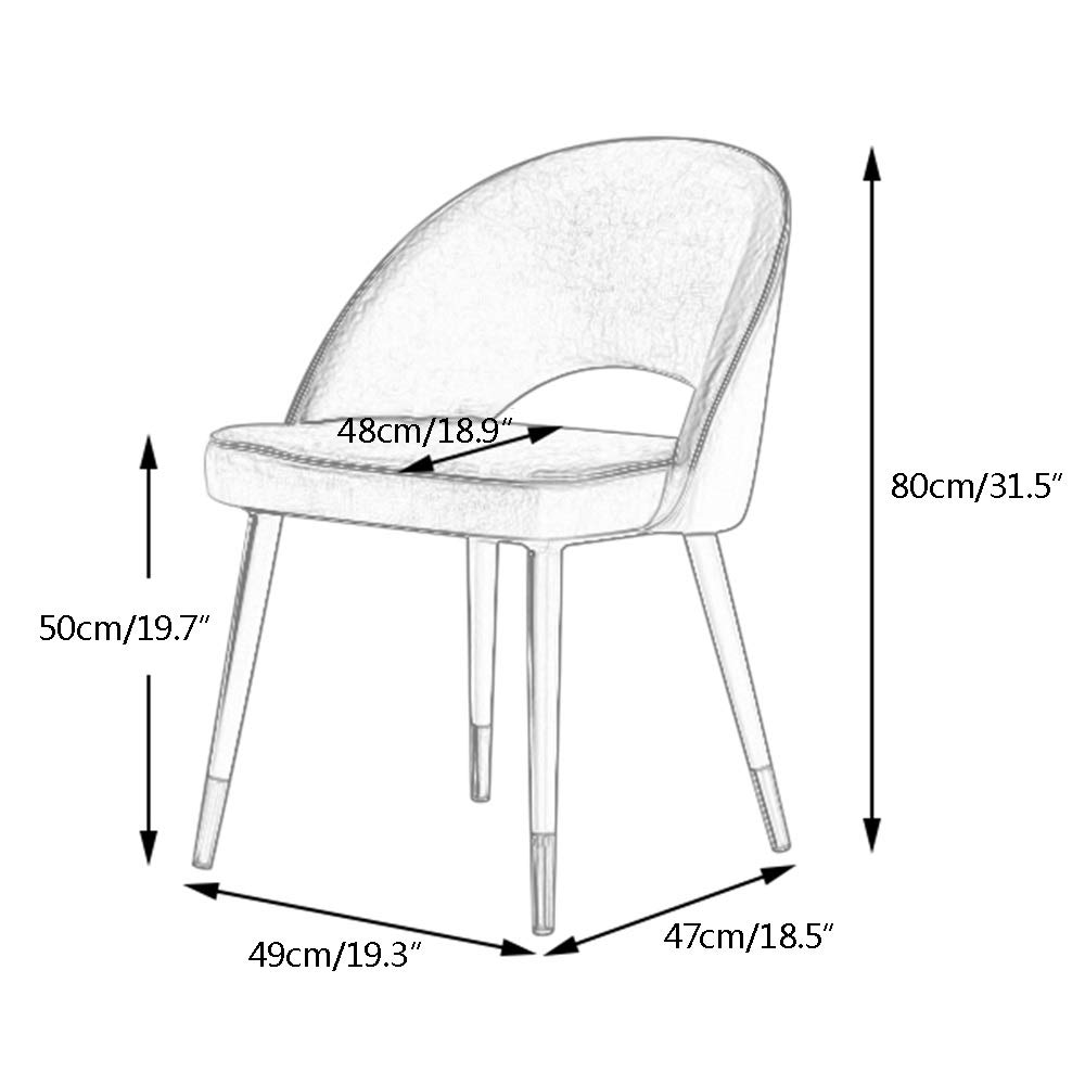 Luxury Velvet Dining Chair with Wrought Iron Frame - Ergonomic Backrest, Comfortable Lounge Chair for Restaurant, Bedroom, Balcony or Bar (Gray) - Perfect for Home Decor, Dining Room & Relaxation Spaces