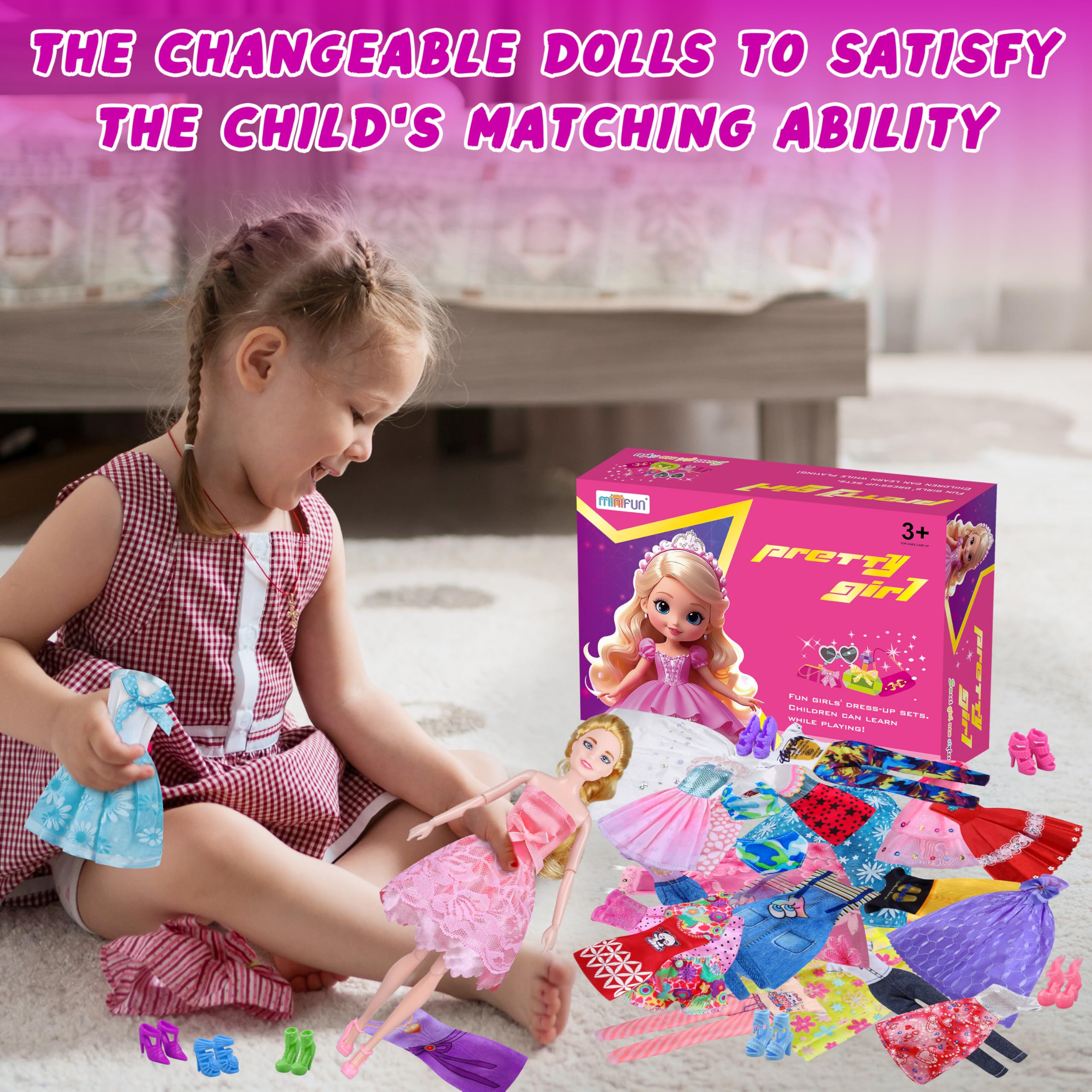 135-Piece Doll Clothes & Accessories Set with Fashion Dresses, Princess Gowns, Tops, Pants, Swimsuits & Shoes - Perfect Dress Up Toys for Girls, Kids & Toddlers - Great Gift for Birthday & Pretend Play
