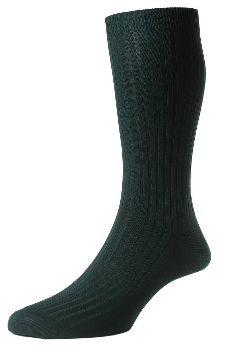 Men's Dark Green Danvers Rib Cotton Lisle Socks - Comfortable Casual & Dress Socks for Work, Office and Everyday Wear