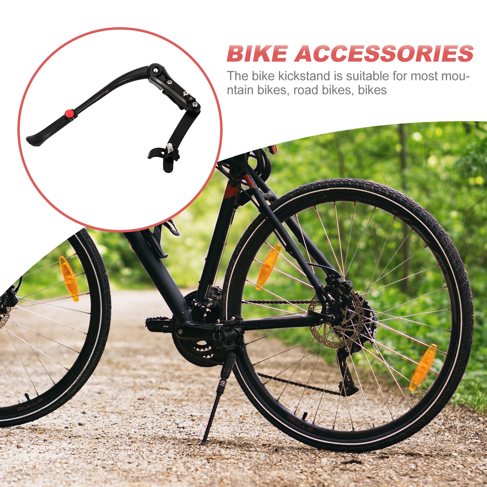 Adjustable Bicycle Kickstand - Heavy Duty Alloy Bike Side Stand with Foldable Design for Kids & Adult Bikes - Perfect for Parking, Exercise Bikes, and Outdoor Cycling Accessories