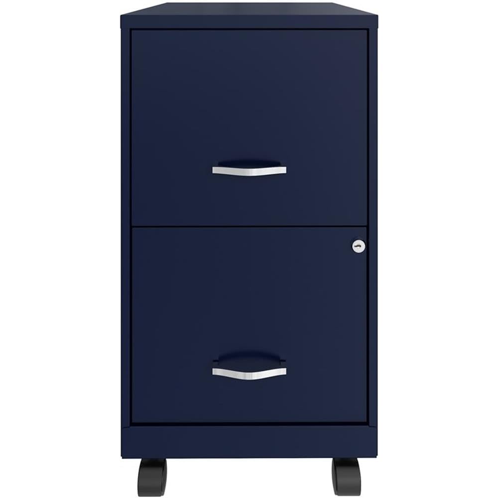 Home Square 2-Drawer Mobile Filing Cabinet Set in Navy (Set of 2) - Office Organization & Document Storage Solution for Home or Business Use