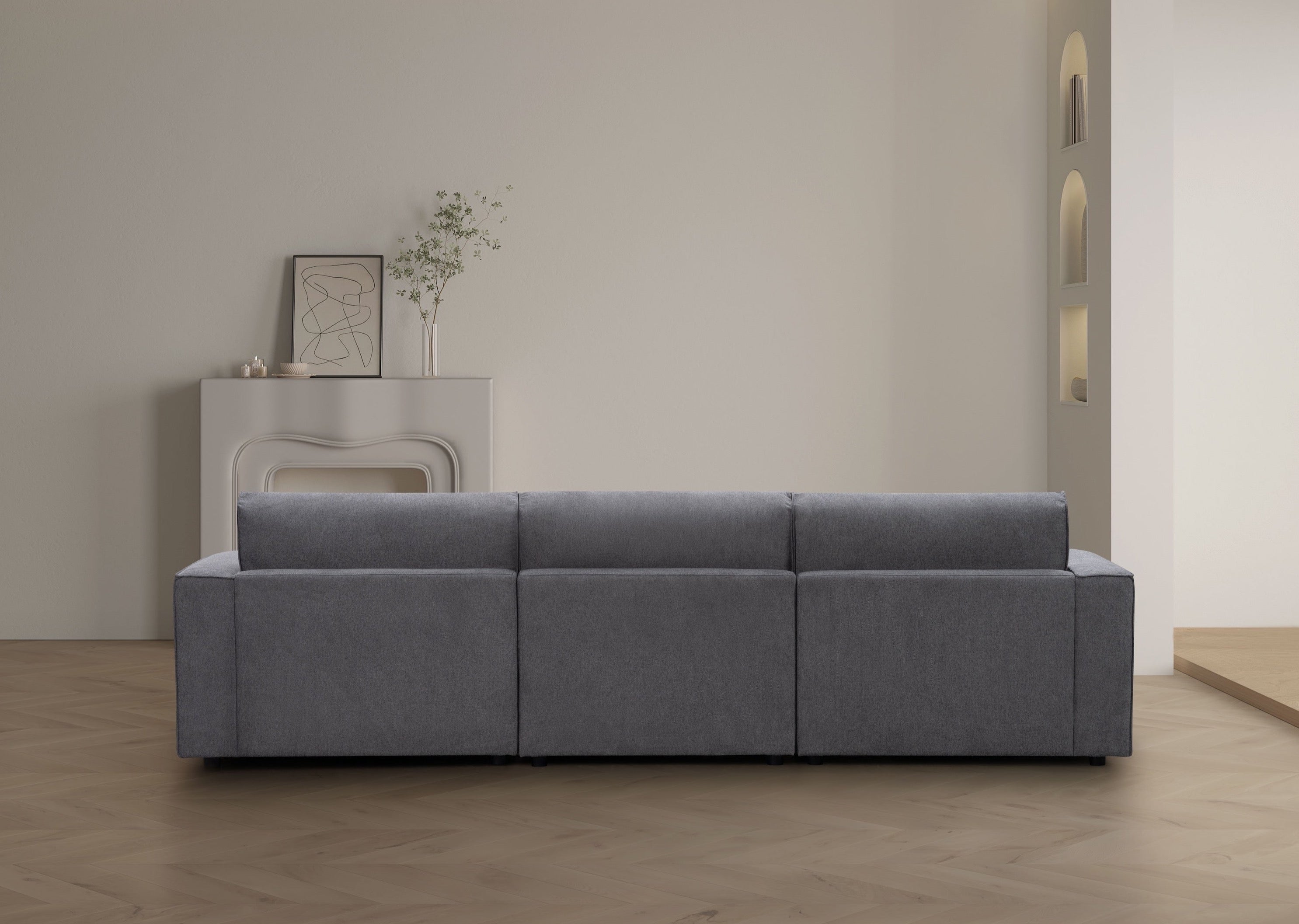 Premium Maui 3-Seater Sofa with Ottoman - Elk Hazy Brown Fabric - Perfect for Living Room, Lounge & Family Room Relaxation
