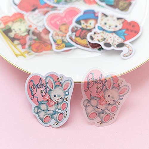 Vintage Kawaii Animal Stickers - 80Pcs for Scrapbooking & Journaling