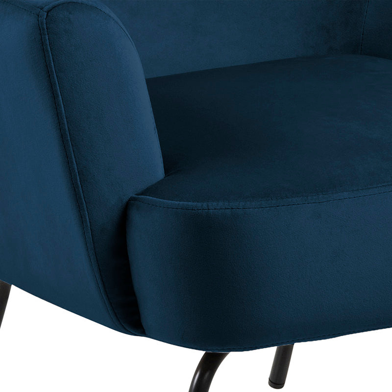 MONROE Lounge Chair - Navy Blue Mid-Century Modern Accent Chair for Living Room, Bedroom, or Office - Comfortable Upholstered Armchair with Solid Wood Legs