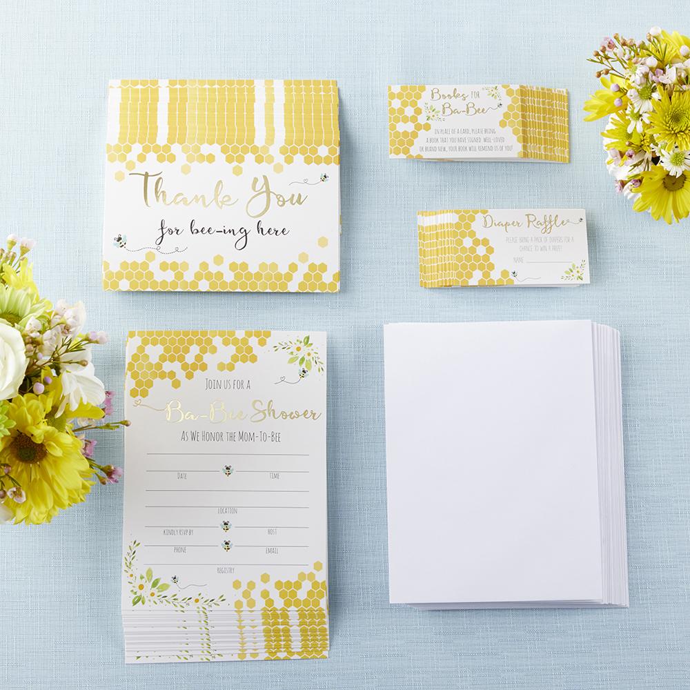 Sweet as Can Bee Invitation & Thank You Card Bundle - Set of 25 Elegant Stationery for Weddings, Baby Showers & Special Events | Perfect for DIY Crafting & Handmade Greetings