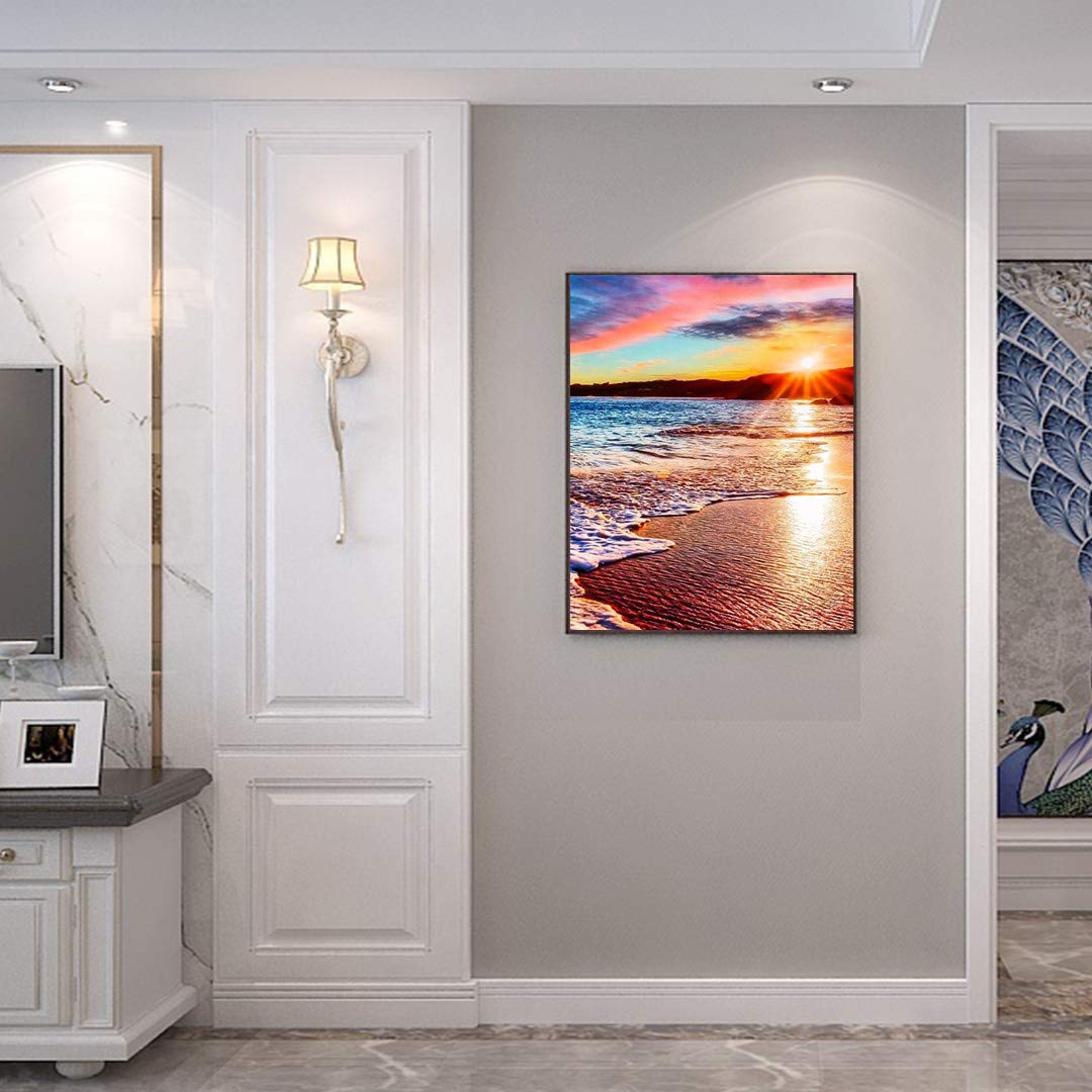 ACENGXI Beach Sunset Paint by Numbers Kit - DIY Canvas Painting for Adults, Kids & Beginners - 16x20 Inch Sea Sunset Acrylic Art - Perfect for Home Decor, Gifts & Relaxation Therapy