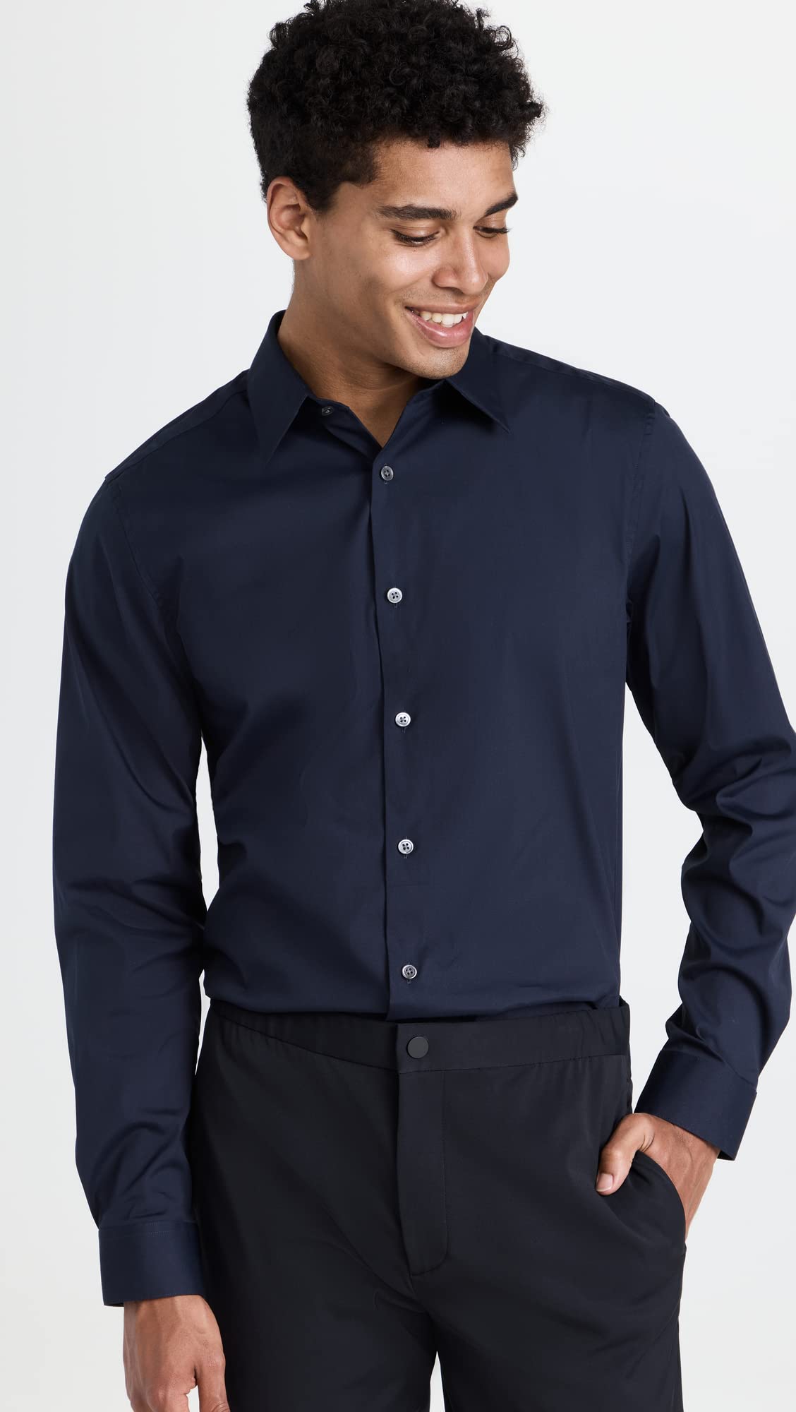 Theory Men's Sylvain Premium Cotton Dress Shirt - Slim Fit Business Casual Shirt for Office, Meetings & Formal Events