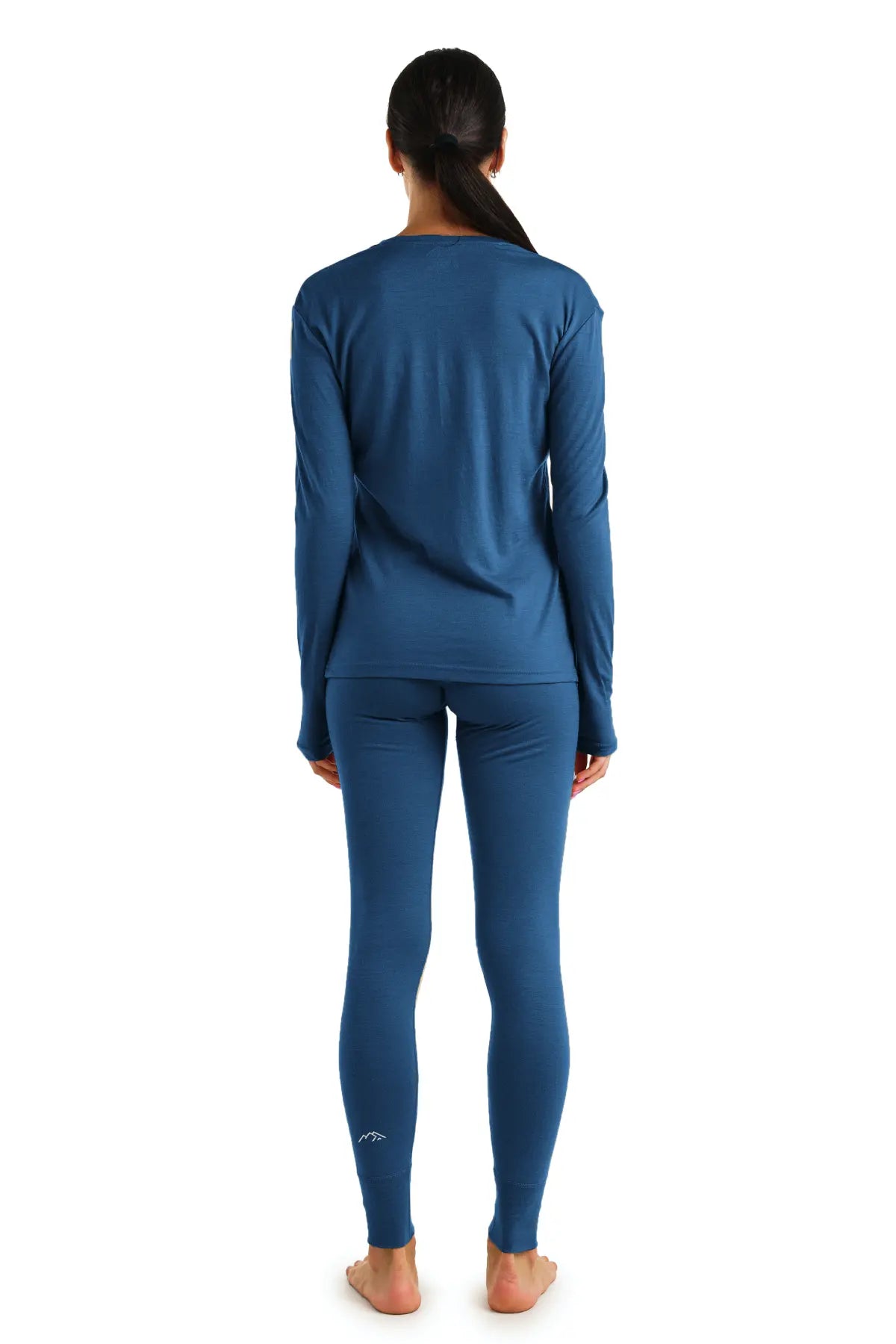 Women's Merino Wool Thermal Underwear Set - 165 Denim Blue | Warm Winter Base Layer for Skiing, Hiking & Cold Weather Activities