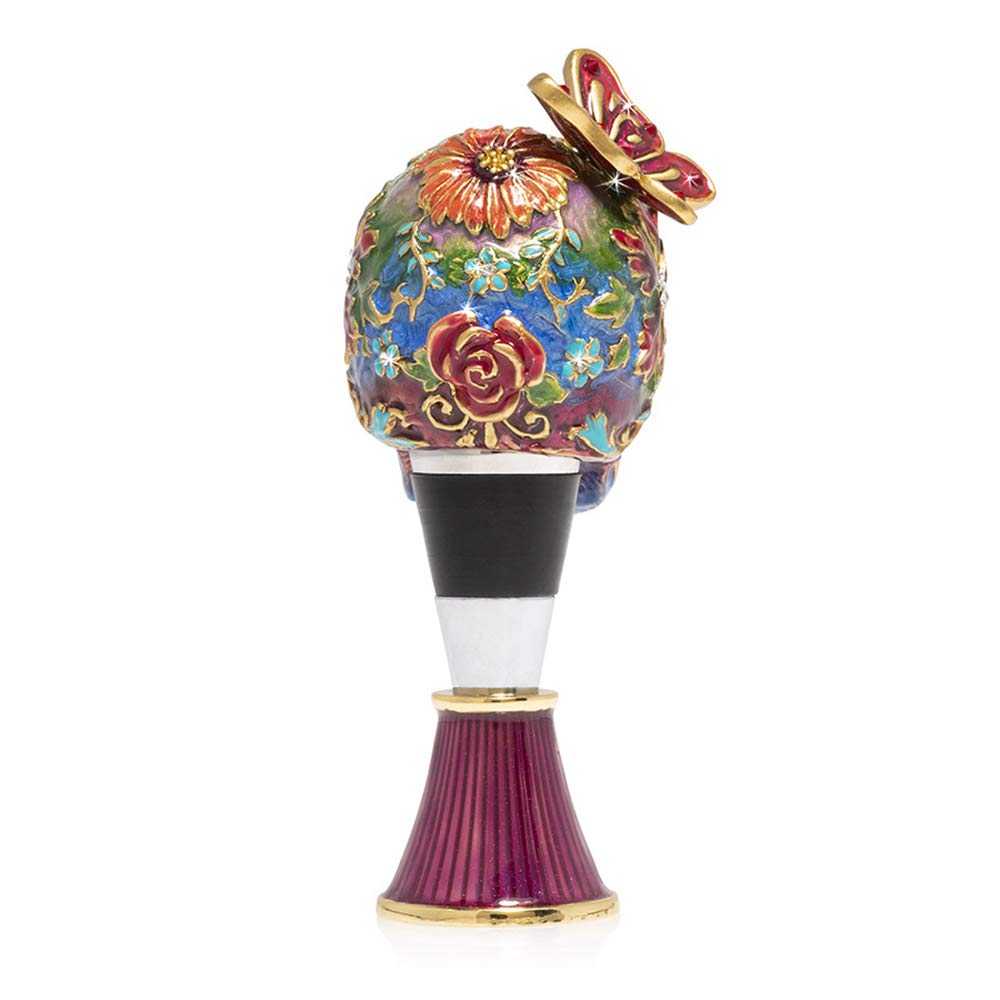 Jay Strongwater Calavera Skull Wine Stopper with Stand - Elegant Crystal Decanter Stopper for Wine Bottles, Perfect for Home Bar, Dinner Parties & Gifts