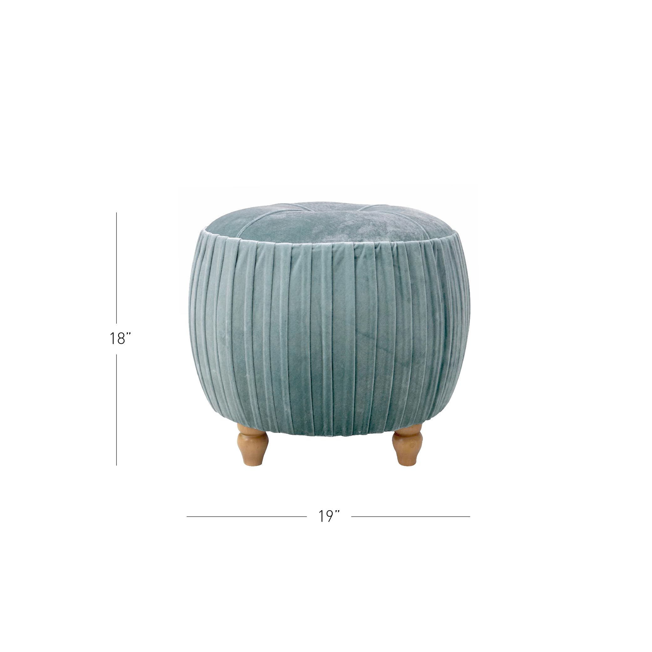 New Pacific Direct Helena Velvet Small Round Ottoman with Storage - Emerald Green Footstool Pouf for Living Room, Bedroom & Nursery | Cozy Seating & Home Decor
