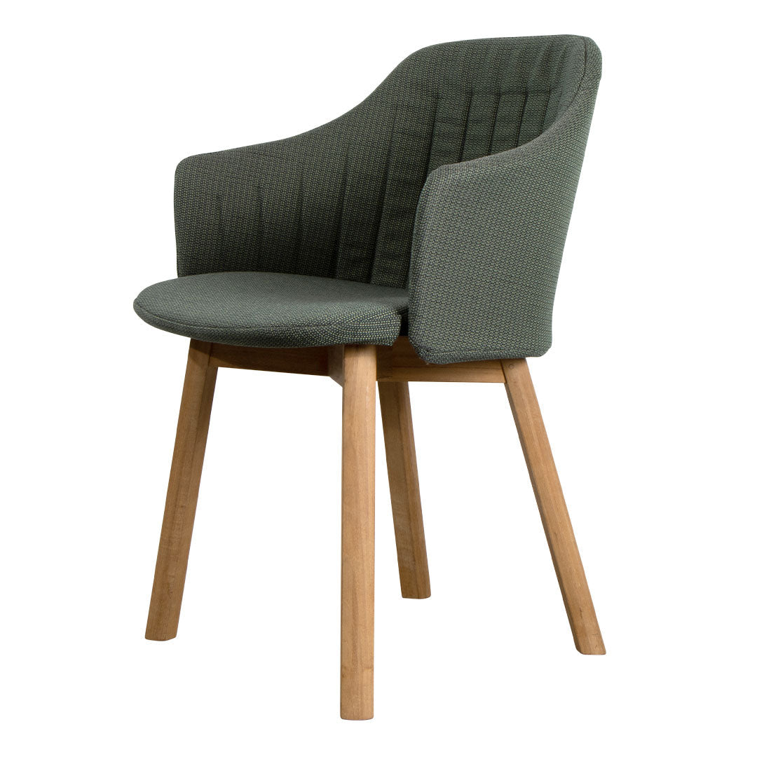 Premium Outdoor Chair with Wood Base & Comfortable Back/Seat Cushion - Perfect for Patio, Garden, Poolside, and Backyard Relaxation