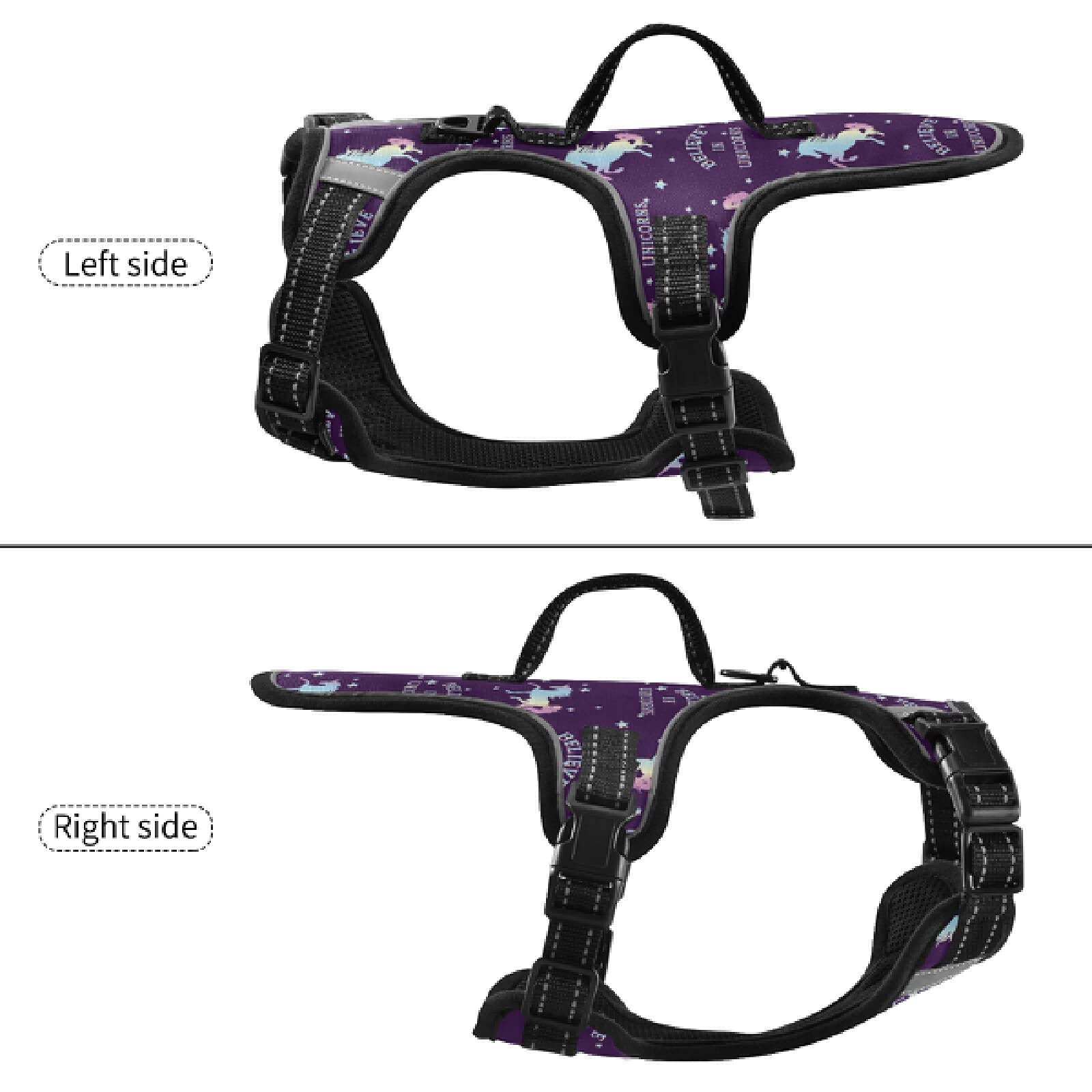 Unicorn Dog Harness No Pull Reflective Pet Vest - Breathable Small & Medium Dog Harness with Nylon Handle for Walking, Running & Outdoor Adventures