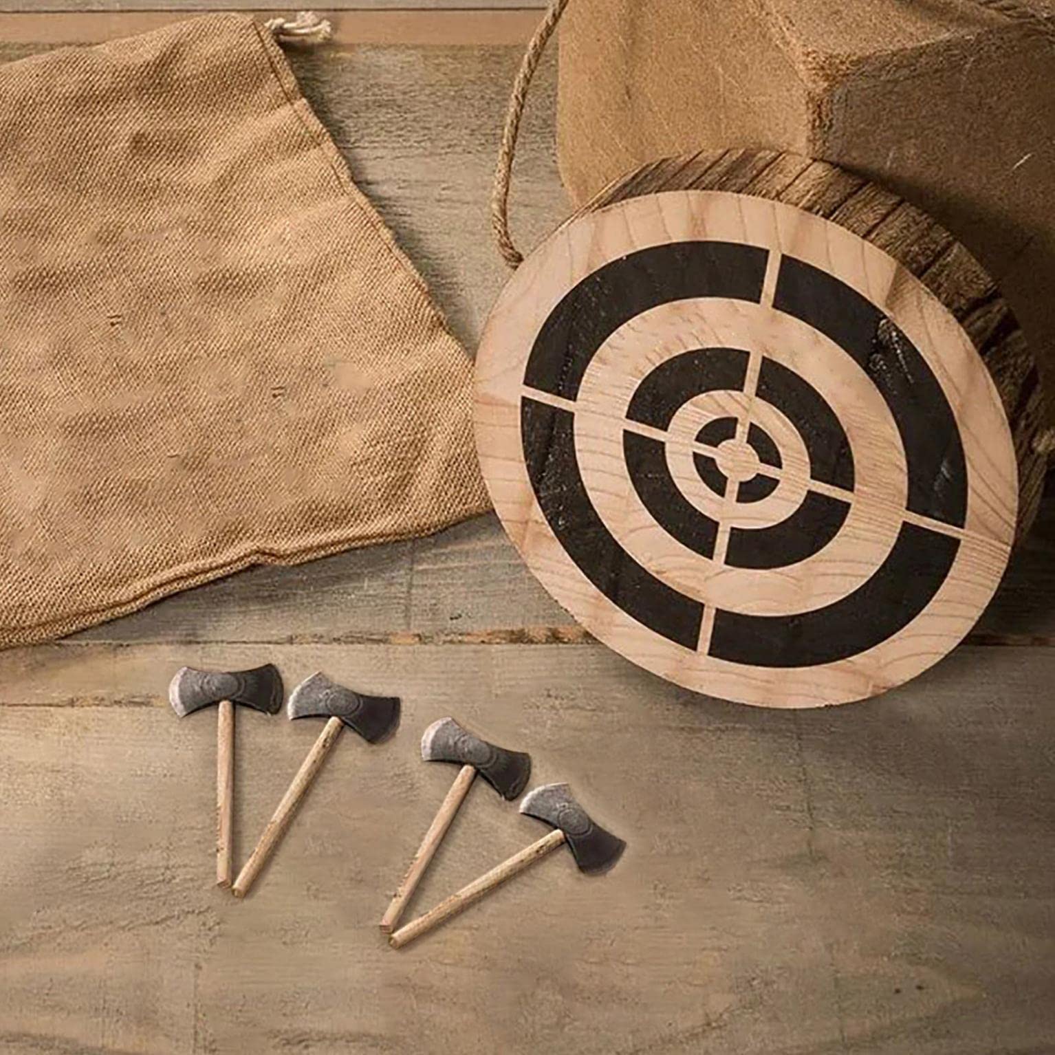 Viking Axe Throwing Game Set - Wooden Dart & Hatchet Frisbee Toy for Adults - Fun Outdoor/Indoor Party Games - Perfect for Backyard, Camping & Team Building Activities