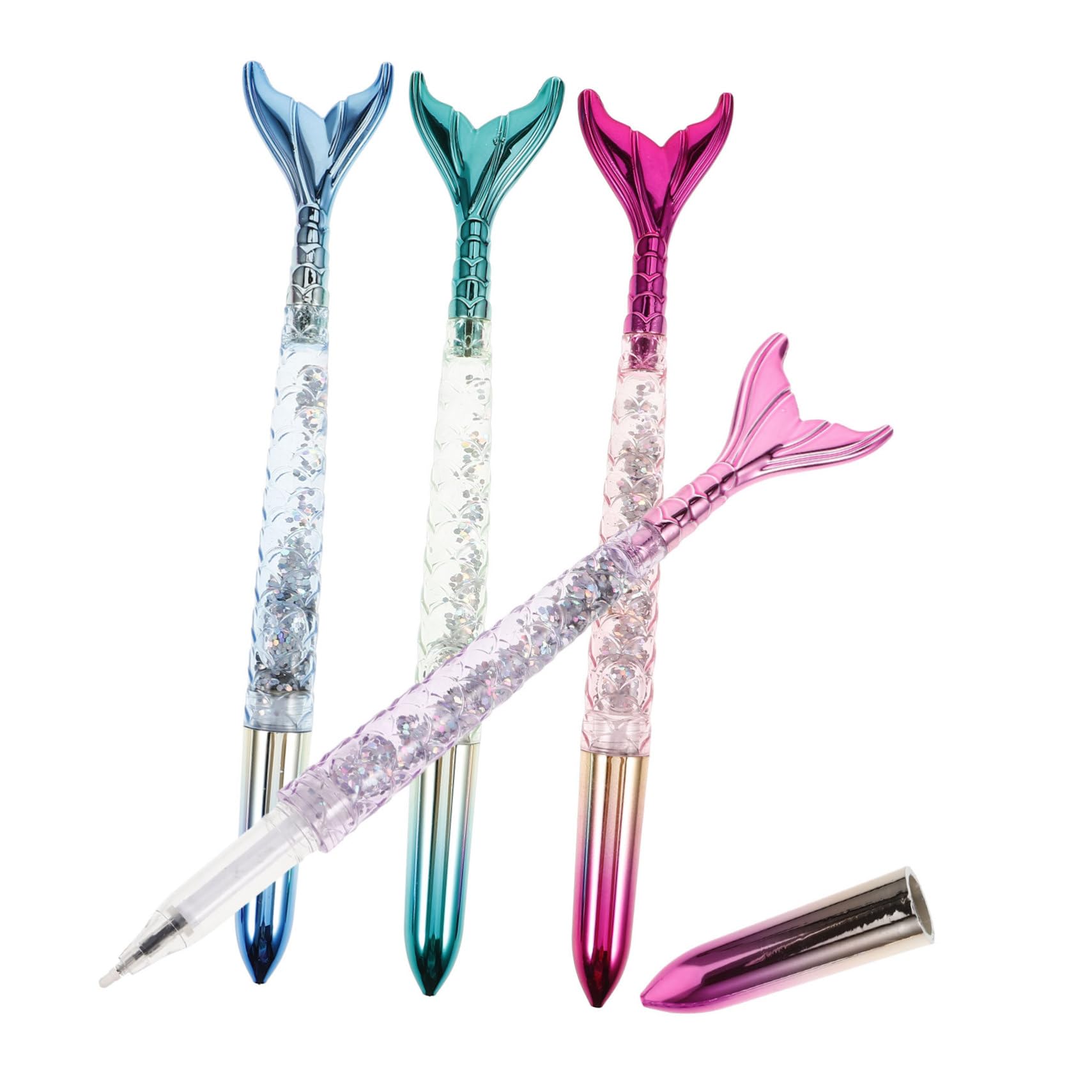 4pcs Mermaid Ballpoint Pens - Smooth Writing Black Ink Pens for Kids & Adults - Decorative, Adorable & Portable for School, Office & Home Use - Perfect for Notes, Journaling & Gift Giving