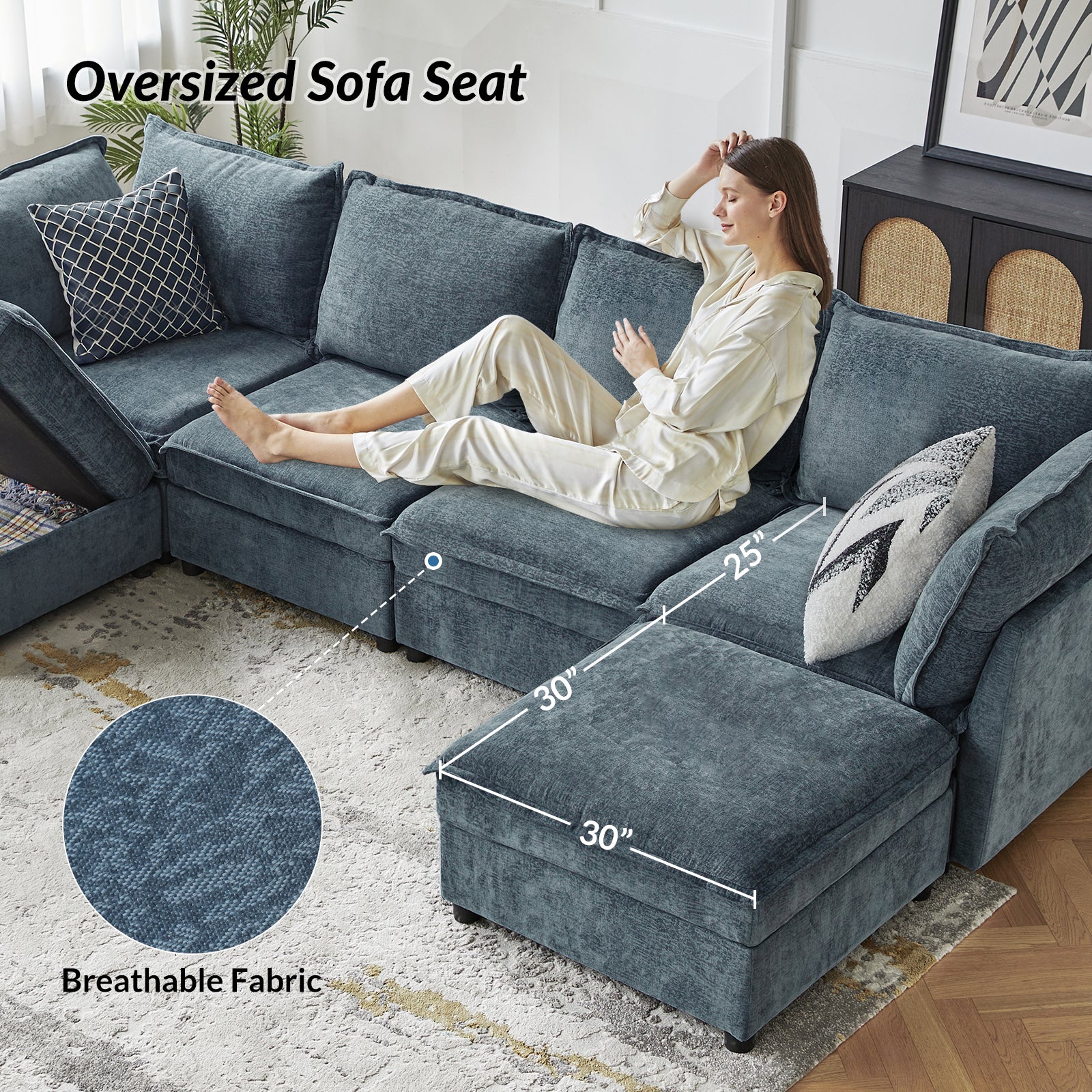 Harmetrix 8-Seater Soft Sectional Sofa with Storage | Modern L-Shaped Couch for Living Room | Comfortable & Spacious for Family Gatherings & Movie Nights