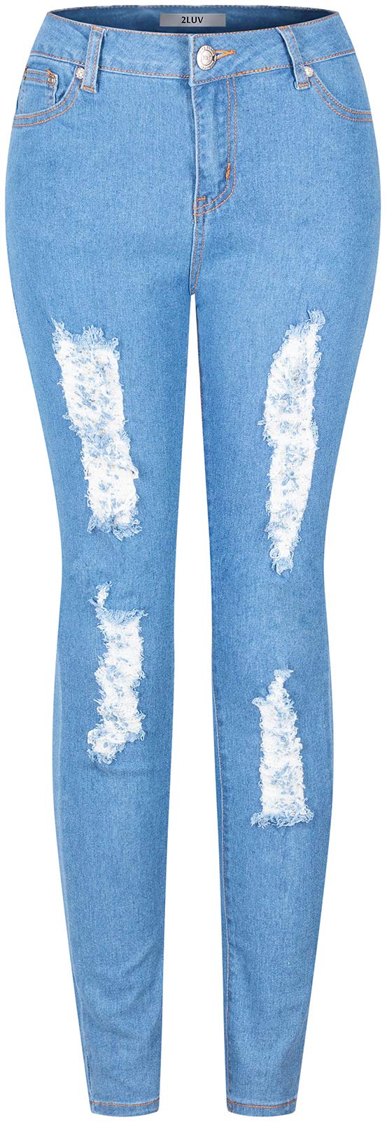 BodiLove Women's Ripped Five-Pocket Skinny Jeans | High-Waisted Stretch Denim Pants for Casual & Streetwear Outfits