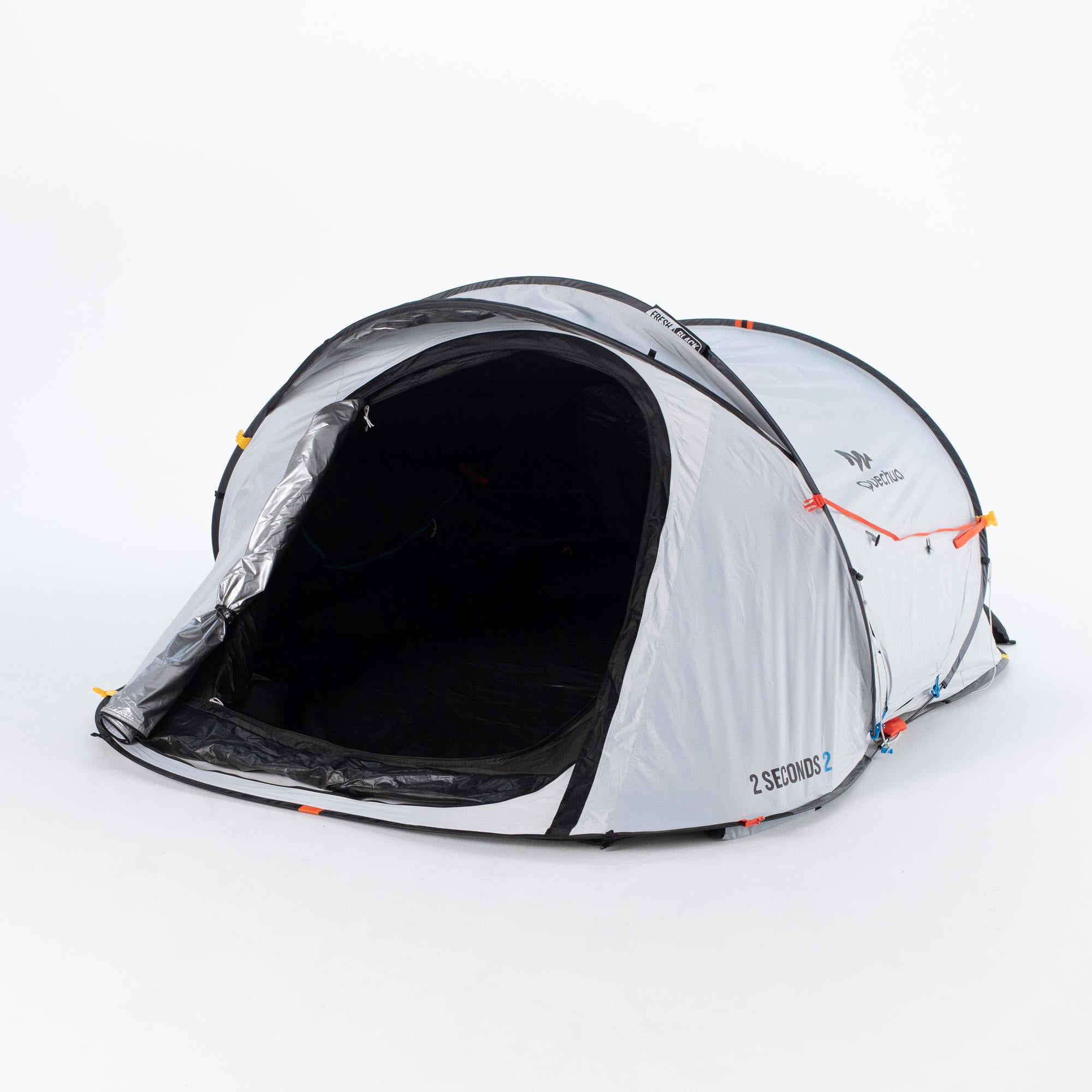 Quechua 2 Second Fresh & Black Waterproof Pop Up Tent for 2 Person - Lightweight Instant Camping Shelter for Backpacking, Hiking & Outdoor Adventures
