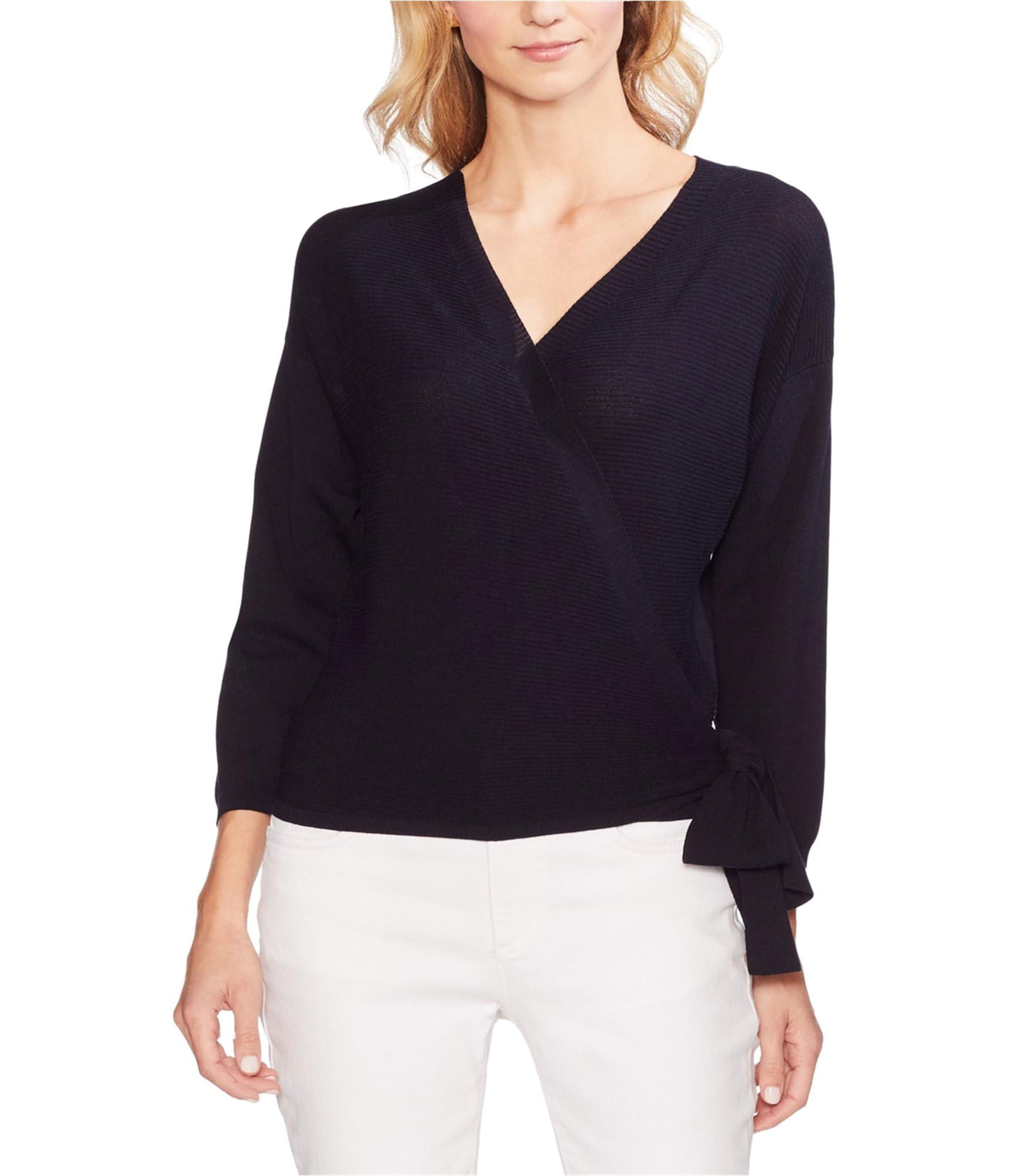 Vince Camuto Women's Blue Wrap Sweater Blouse Small | Casual & Office Wear | Perfect for Fall & Winter Layering