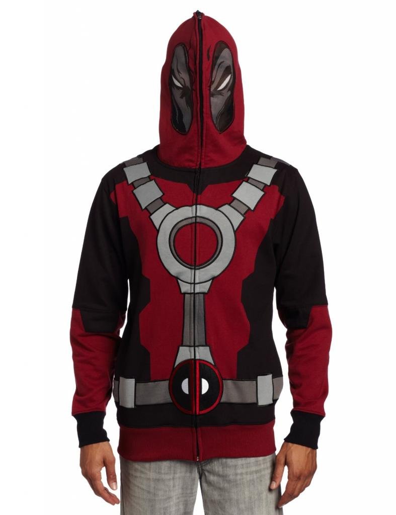 Marvel Men's Deadpool Fleece Hoodie - Black & Red, 2XL | Soft & Warm Pullover for Superhero Fans | Perfect for Cosplay, Comic Con & Casual Wear