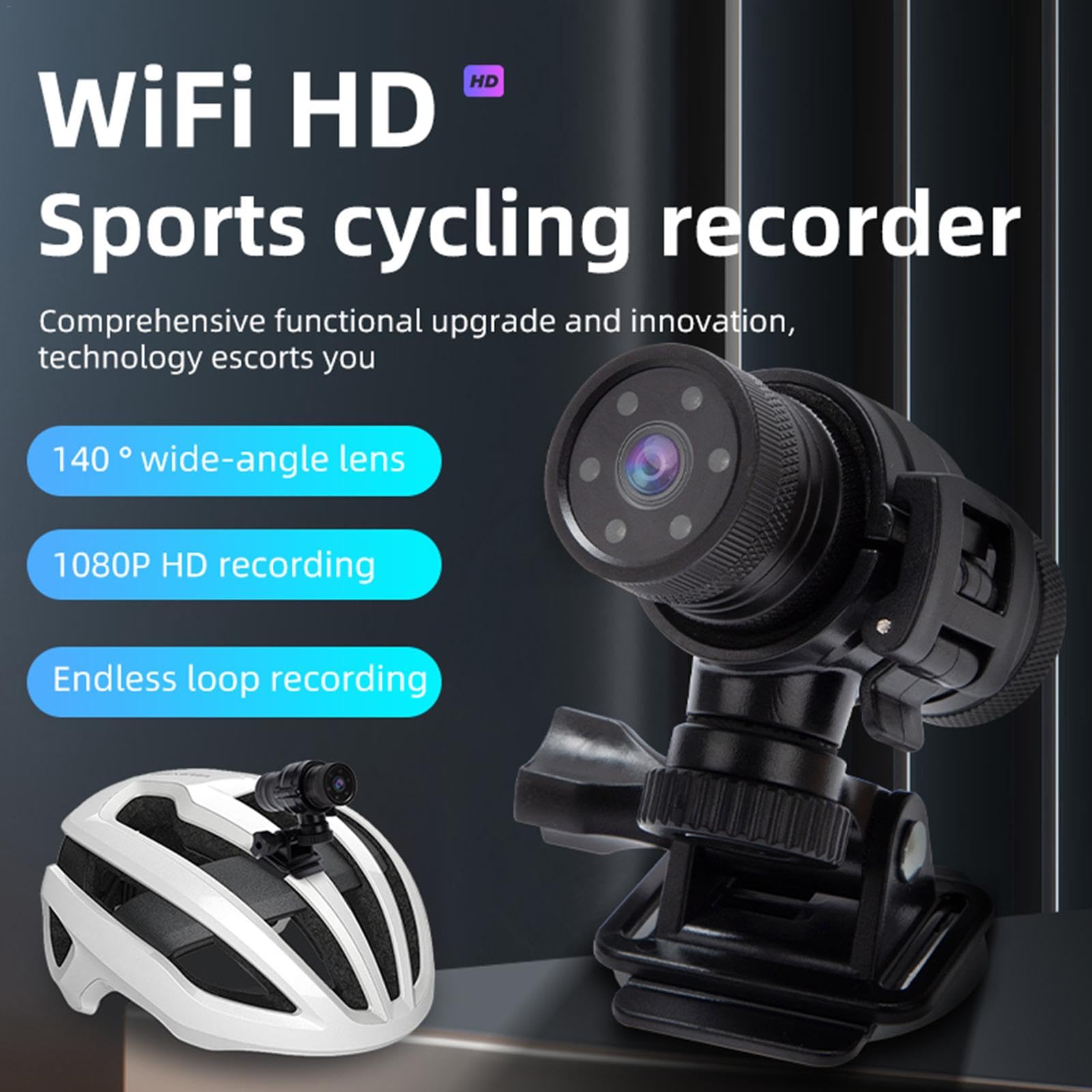 1080P Waterproof Bike Handlebar Camera with WiFi - HD Bicycle & Motorcycle Video Recorder for Road Safety, Cycling Adventures & Commuting