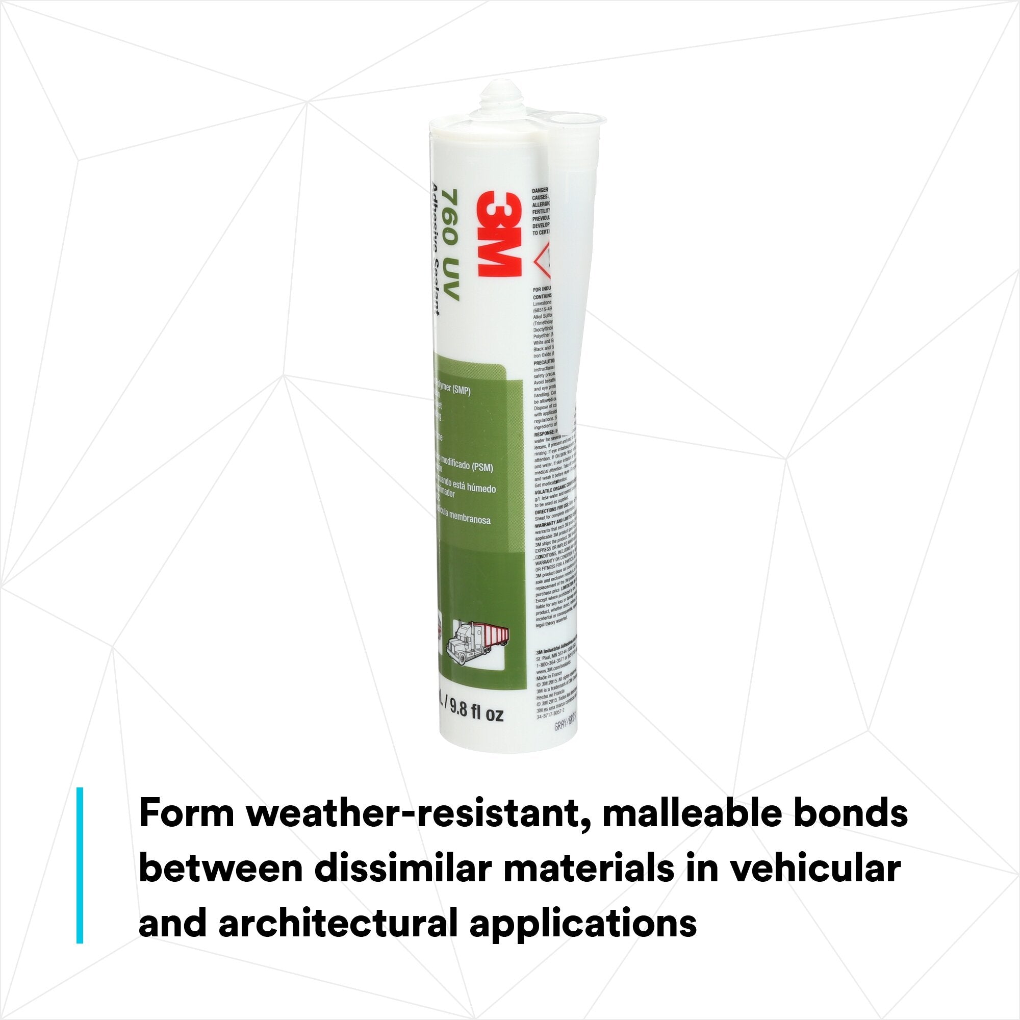 3M Adhesive Sealant 760 UV Gray - 290 mL Cartridge for Automotive, Marine & Industrial Waterproofing & Bonding