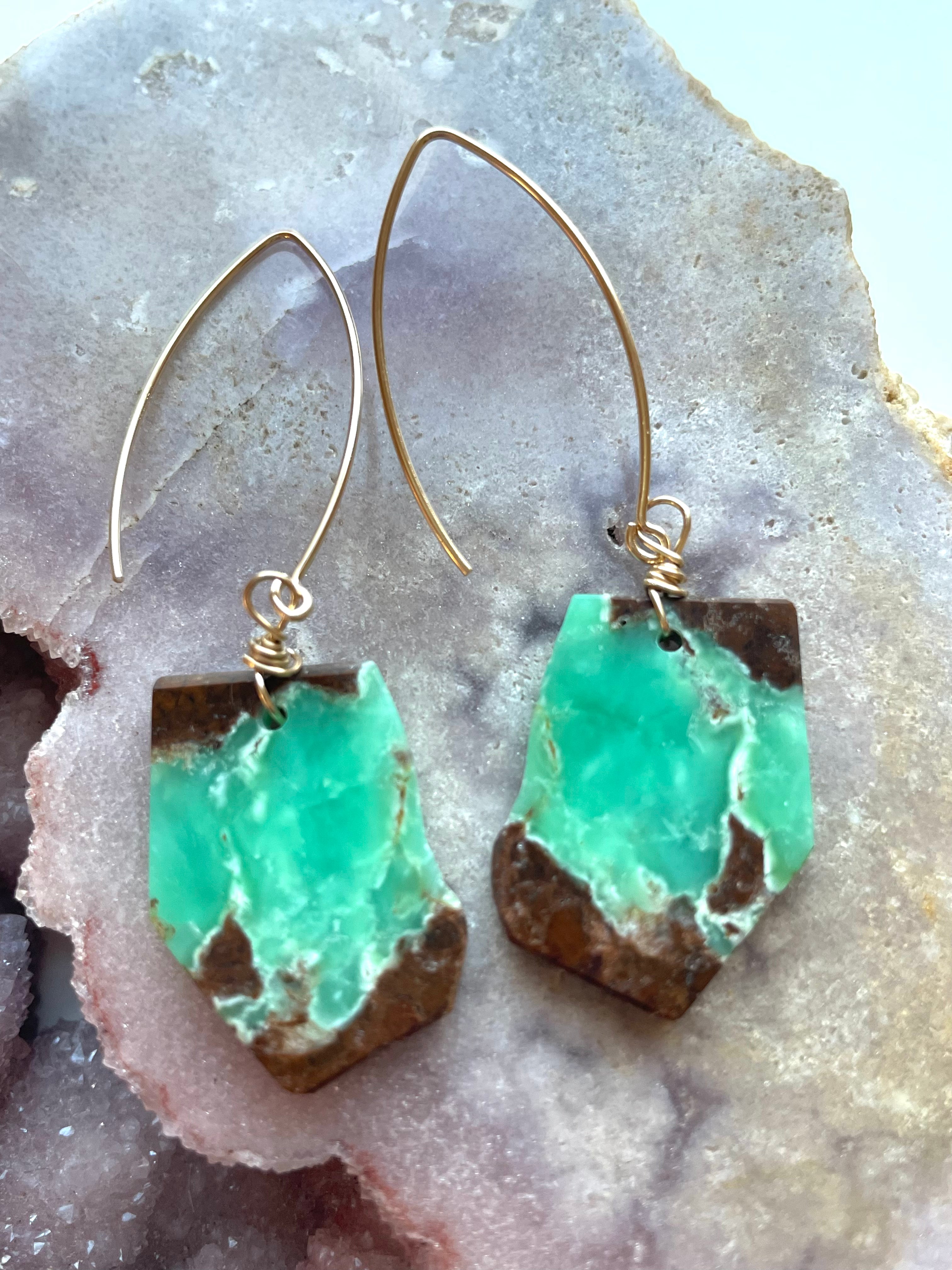 Stunning Chrysoprase Statement Earrings in Gold Fill - Elegant Dangle Earrings for Women, Perfect for Parties, Weddings & Special Occasions