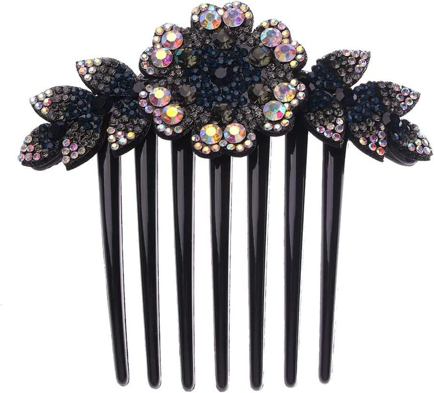 RECTYO GALLERY Rhinestone Flower Hair Comb - Elegant Bridal Hair Accessories for Weddings, Parties & Special Occasions (Multicolor, 1 Piece)