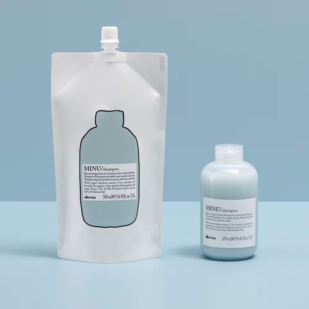 Davines Essential MINU Shampoo 500ml Refill Pouch - Sulfate-Free Hair Care for Color-Treated & Damaged Hair - Perfect for Salons & At-Home Use