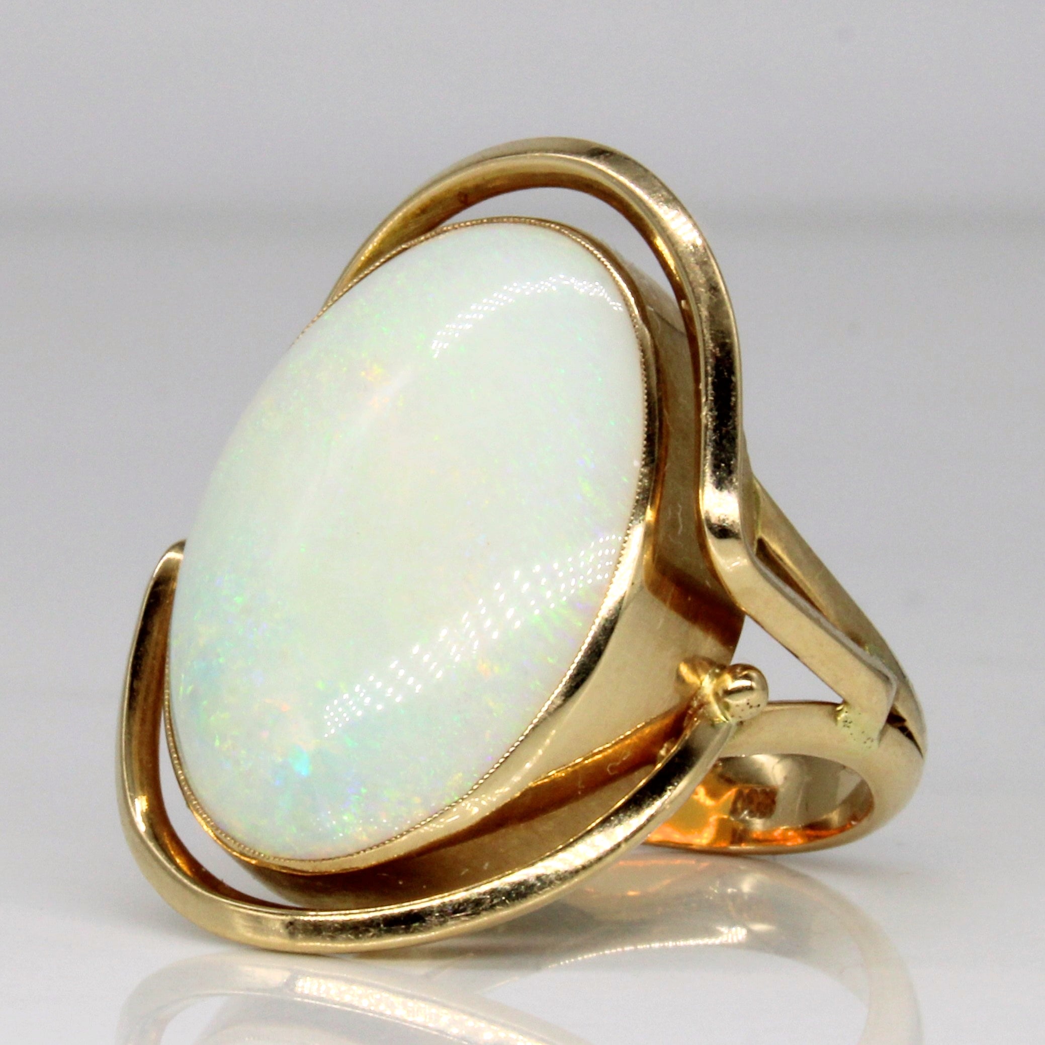 Opal Cocktail Ring - 7.35 Carat Genuine Opal - Size 6.25 - Elegant Statement Jewelry for Evening Parties & Special Occasions