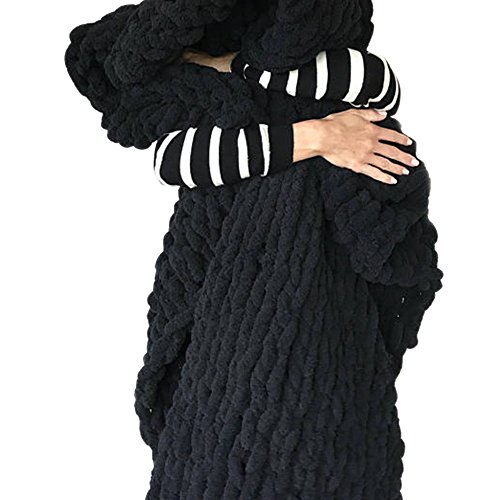 Soft Giant Chenille Yarn Throw Blanket 40x60 Inches - Chunky Knit Blanket for Adults & Kids - Handmade Arm Knit Cozy Blanket for Sofa, Bed, Couch - Perfect for Winter, Gifts & Home Decor