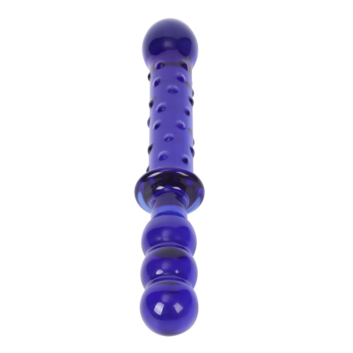 8.9 Inch Glass Dotted Double-Ended Dildo - Crystal Penis Pleasure Wand for G-Spot & Anal Stimulation - Personal Massager Sex Toy (Blue) - Perfect for Solo Play & Couples Intimacy