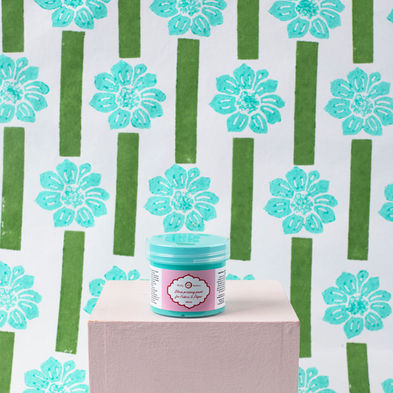 Block Printing Paint Aqua - Non-Toxic Water-Based Ink for Fabric & Paper - Perfect for DIY Crafts, Scrapbooking & Home Decor